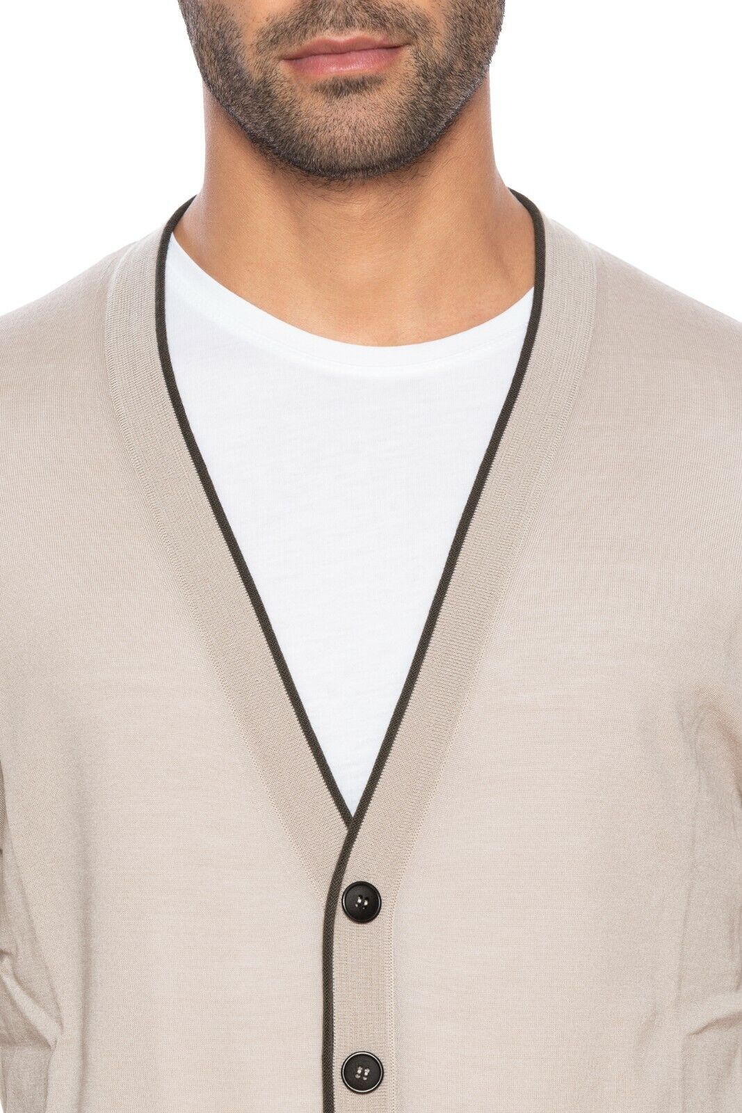 980$ GIORGIO ARMANI Cardigan Virgin Wool Light Beige 38 US / 48 EU Regular