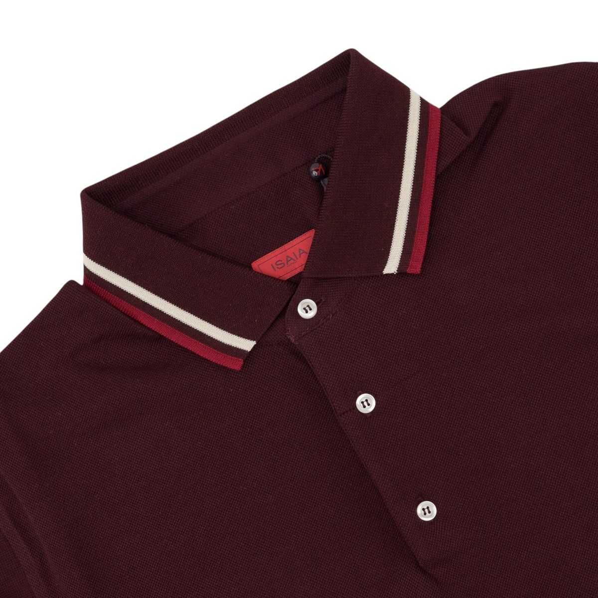 575$ ISAIA NAPOLI Burgundy Short Sleeve Polo 100% Cotton Size M - Made in Italy