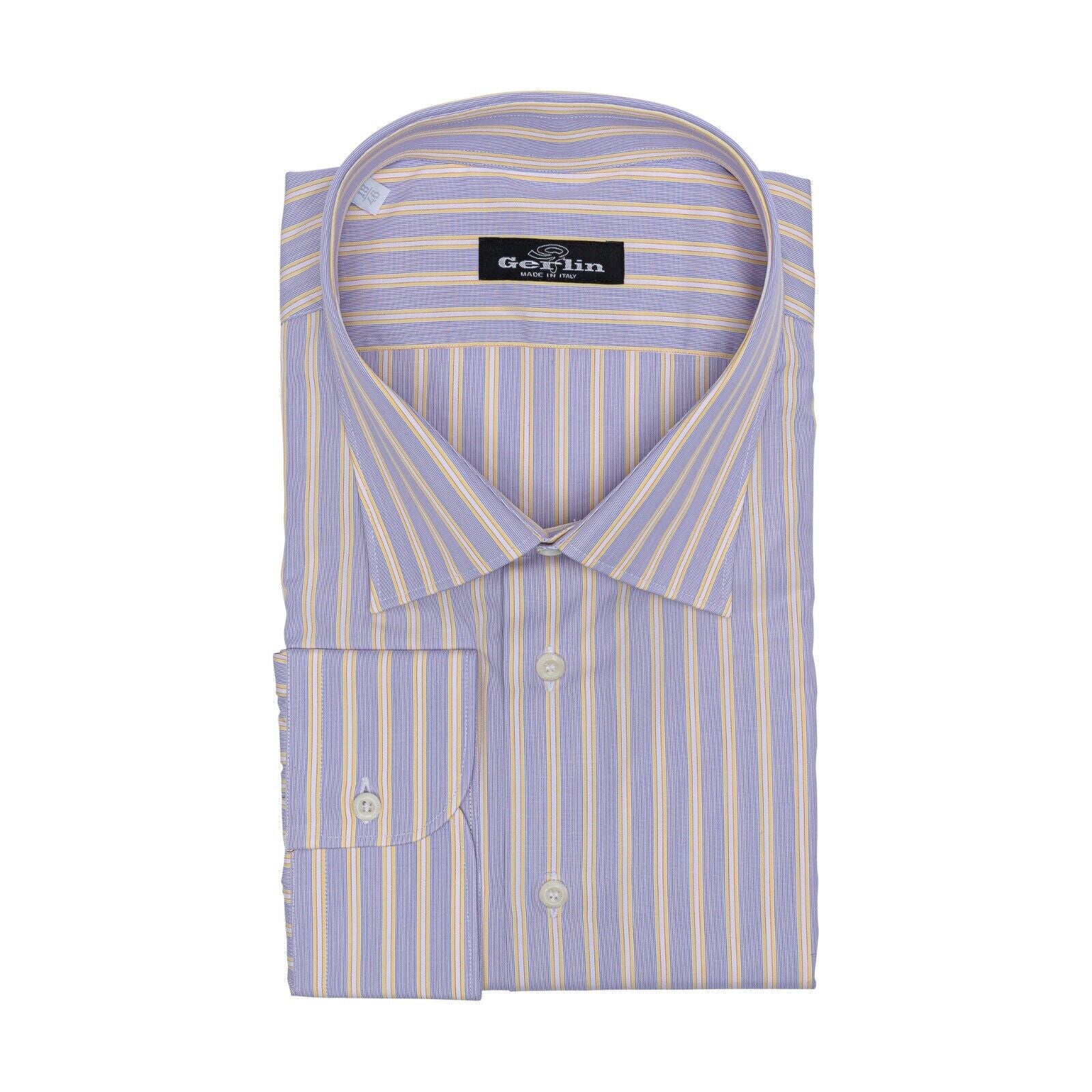 690$ ITALIAN LUXURY GERLIN Shirt Violet Striped Cotton 3AC ZILLI