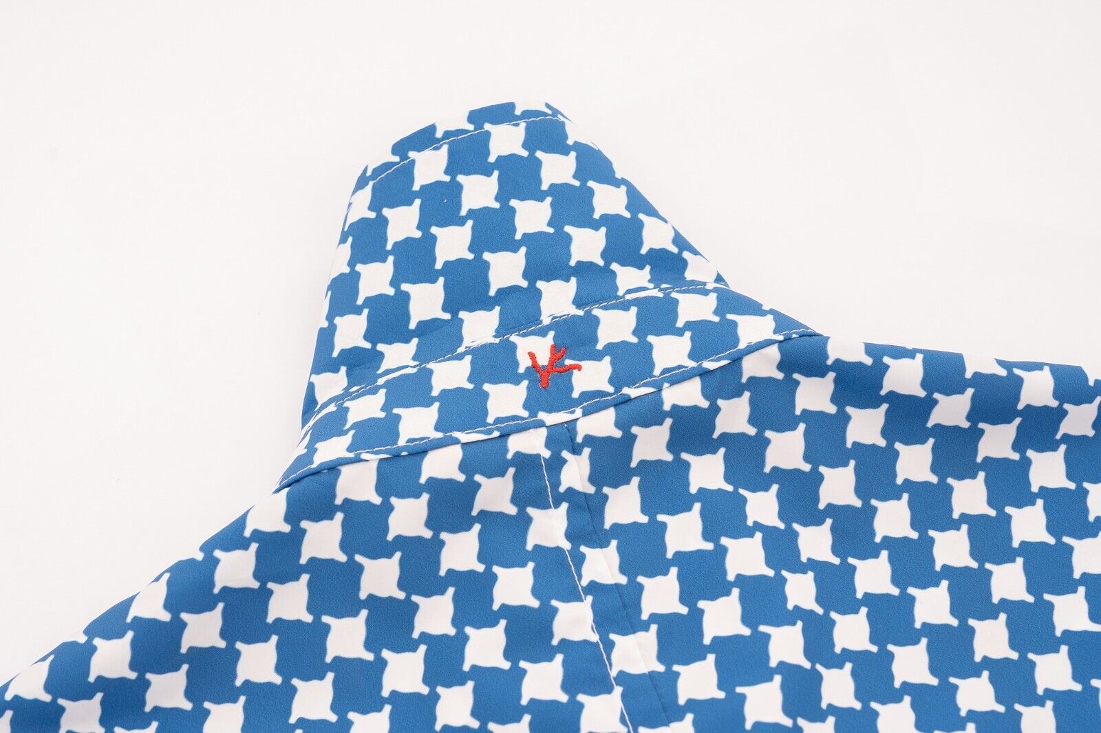 $2200 ISAIA NAPOLI Blue Houndstooth Trench Coat Carcoat Poly 38 US / 48 EU