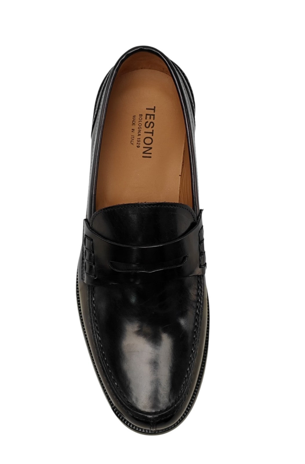 $1200 TESTONI "Trento" Loafer Shoes Antique Lux Calf Black