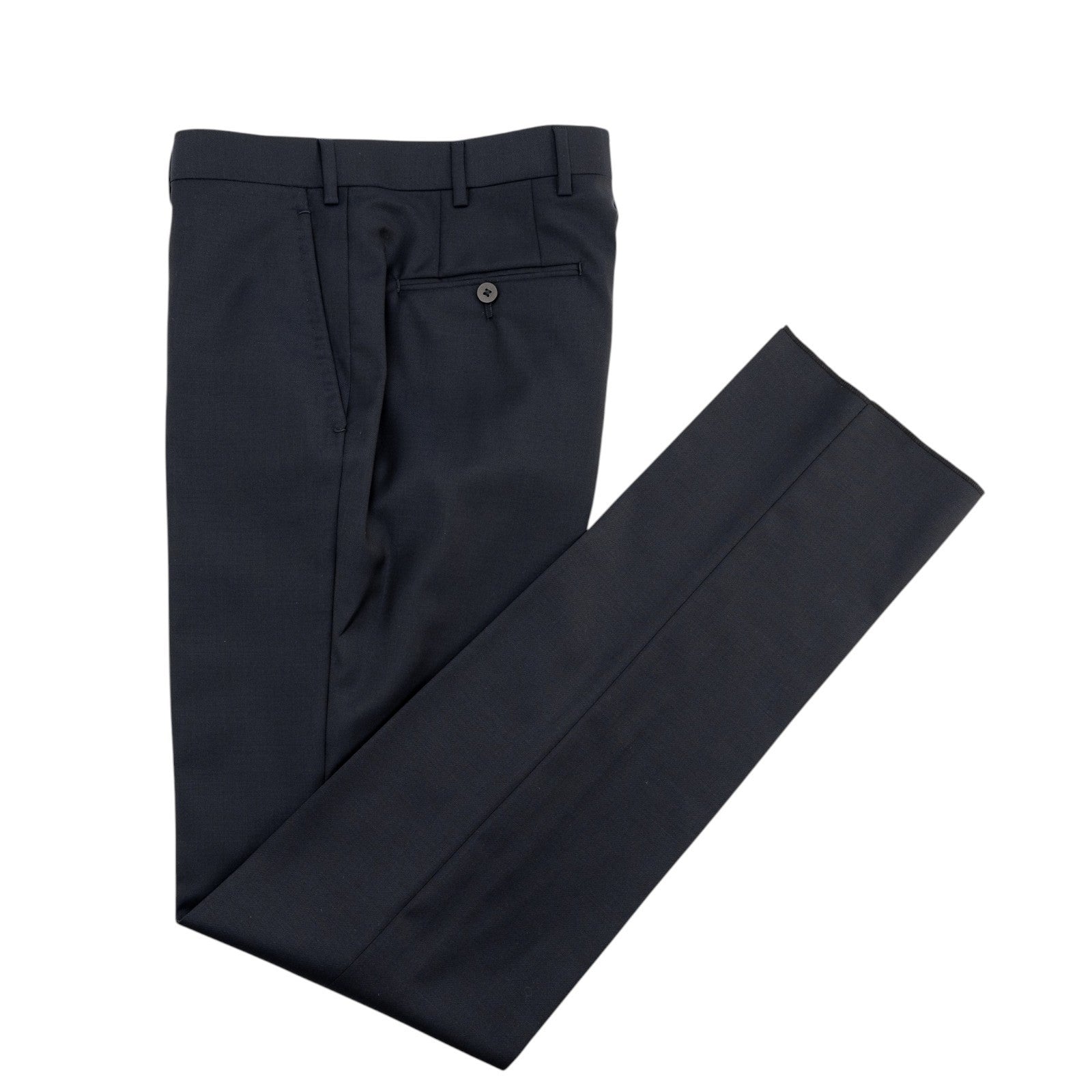 1550$ ISAIA Hand-Sewn Tapered Dress Pant Fine Wool Blue Navy 30 US / 46 EU 7R