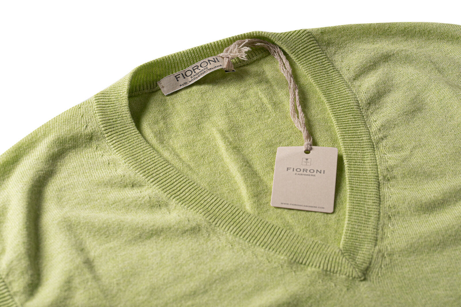 Luxury FIORONI CASHMERE Sweater Sleeveless Lime "Sea Island Cotton" 44 US 54 EU