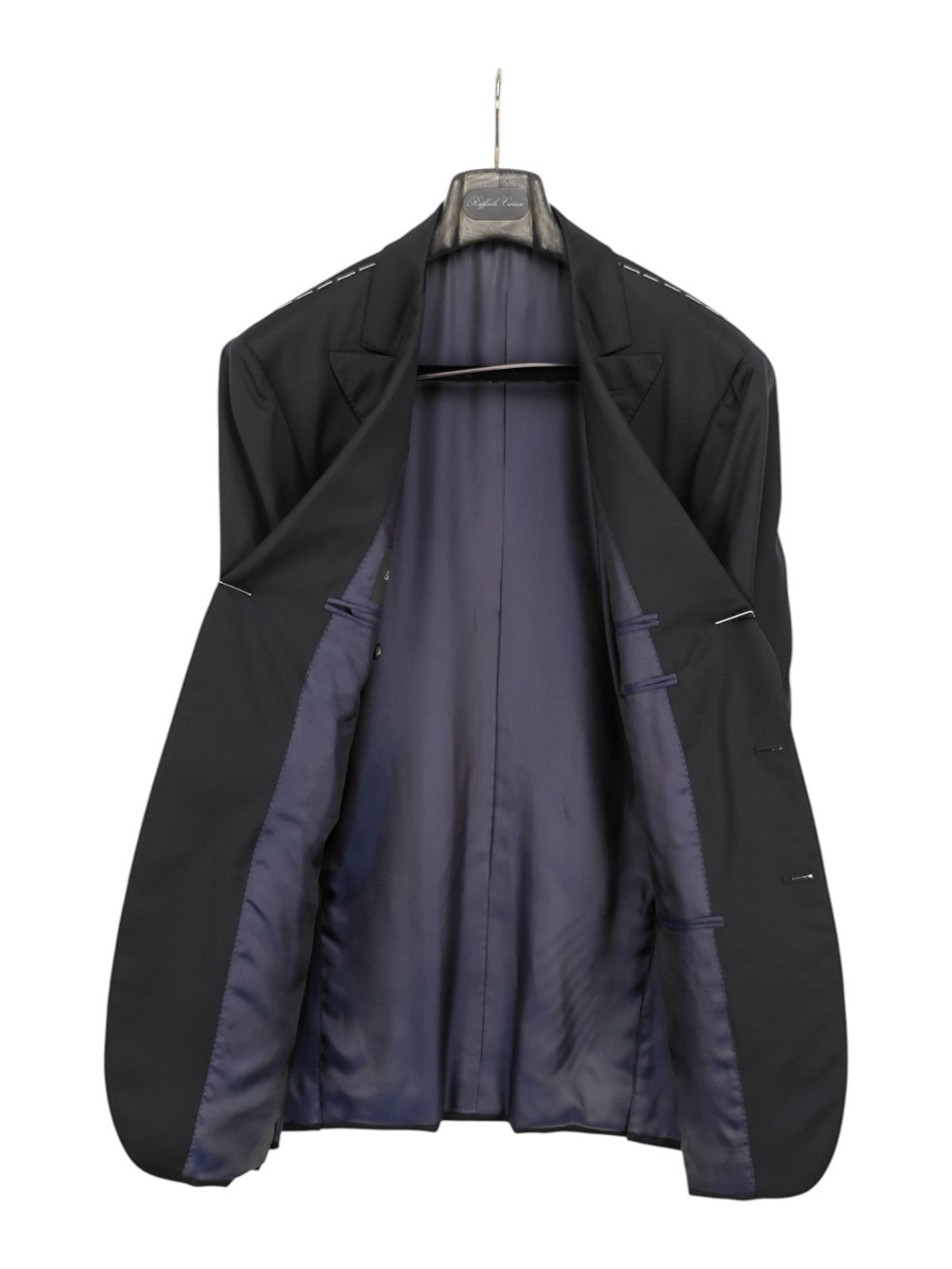 $2200 RAFFAELE CARUSO Blue Navy Peak Suit LORO PIANA Wool 130's 46 US / 56 EU