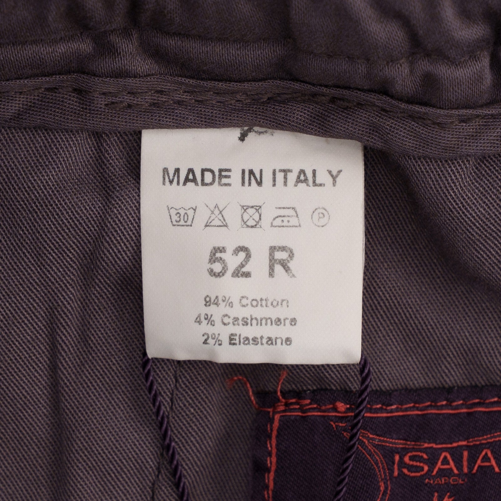 1290$ ISAIA NAPOLI Plum Drawstring Pant Cotton Cashmere Regular 36 US / 52 EU