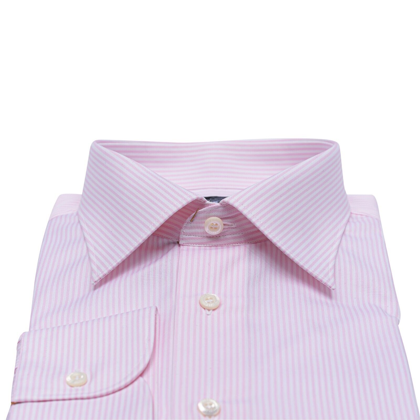 690$ ITALIAN LUXURY GERLIN Shirt Pink - White Striped Cotton 2AU ZILLI
