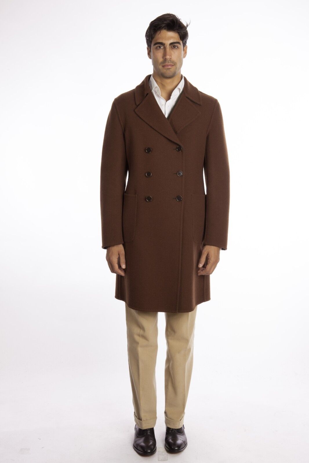 $2640 BELVEST REVERSIBLE Brown / Green Wool Coat DB 40 US / 50 EU Drop 8R