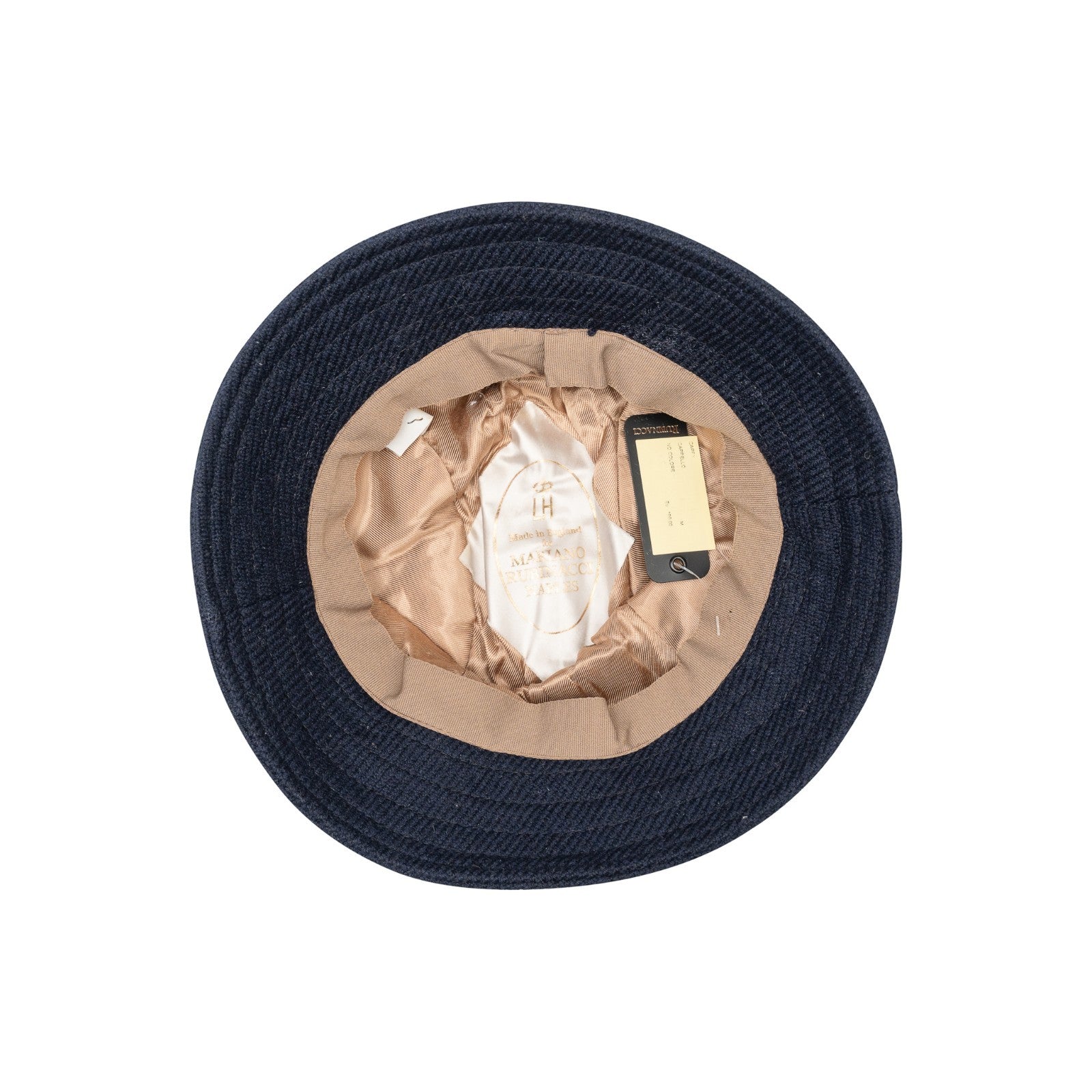 250$ RUBINACCI NAPOLI Made in England Blue Wool Tweed Bucket Hat