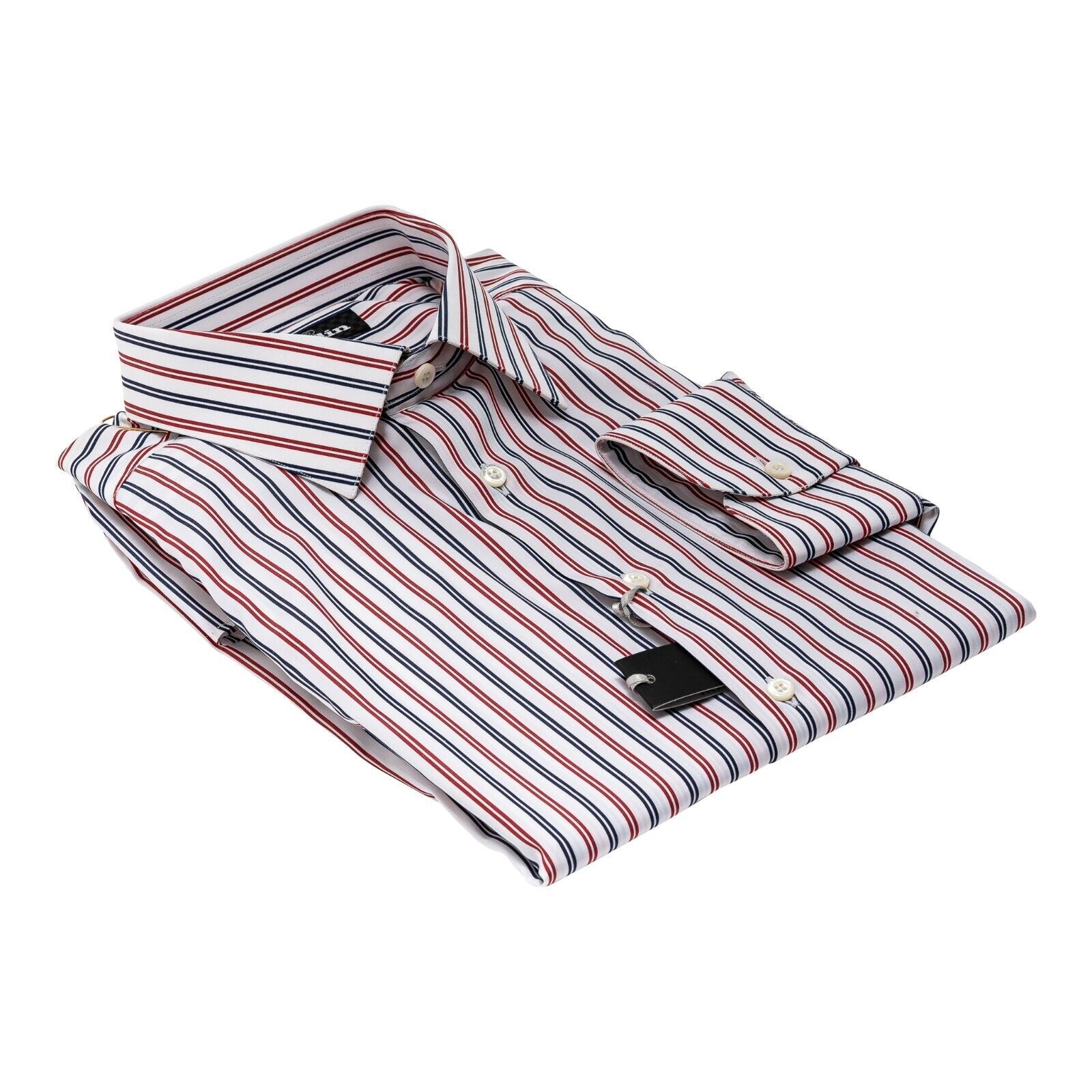 690$ LUXURY GERLIN Shirt Striped White / Red Cotton 16 - 41  5M BIJAN