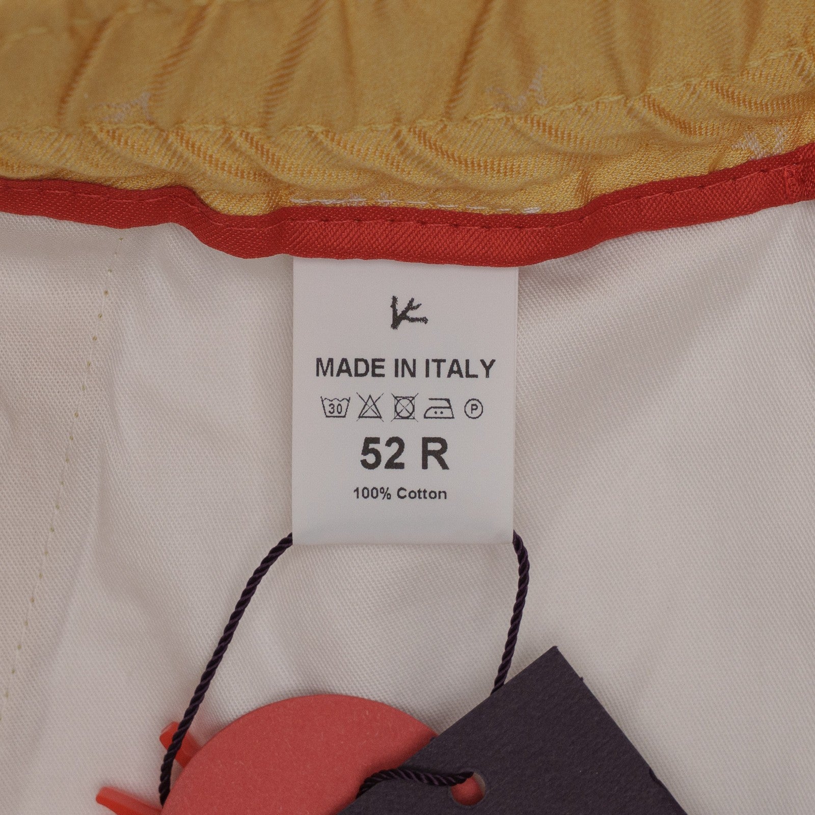 950$ ISAIA "Logo" Gold Drawstring Short Pant Cotton Relaxed Fit 36 US / 52 EU