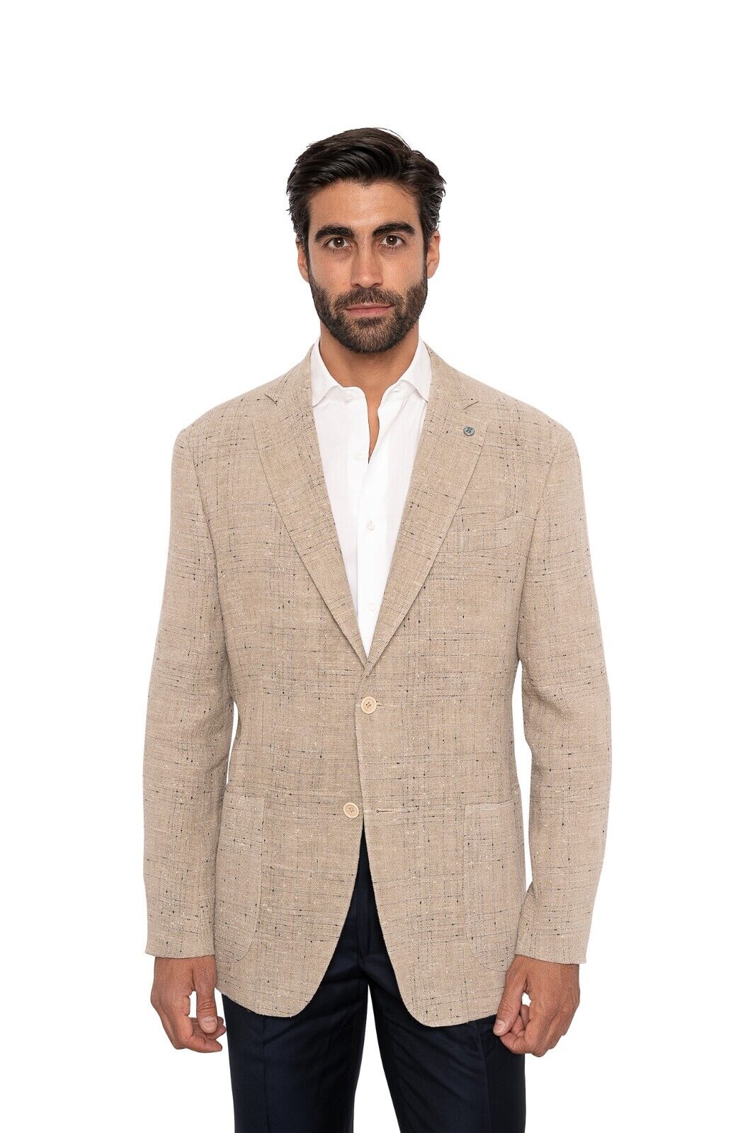 $1500 EIDOS by ISAIA NAPOLI Beige Jacket Sport Coat Irish Linen