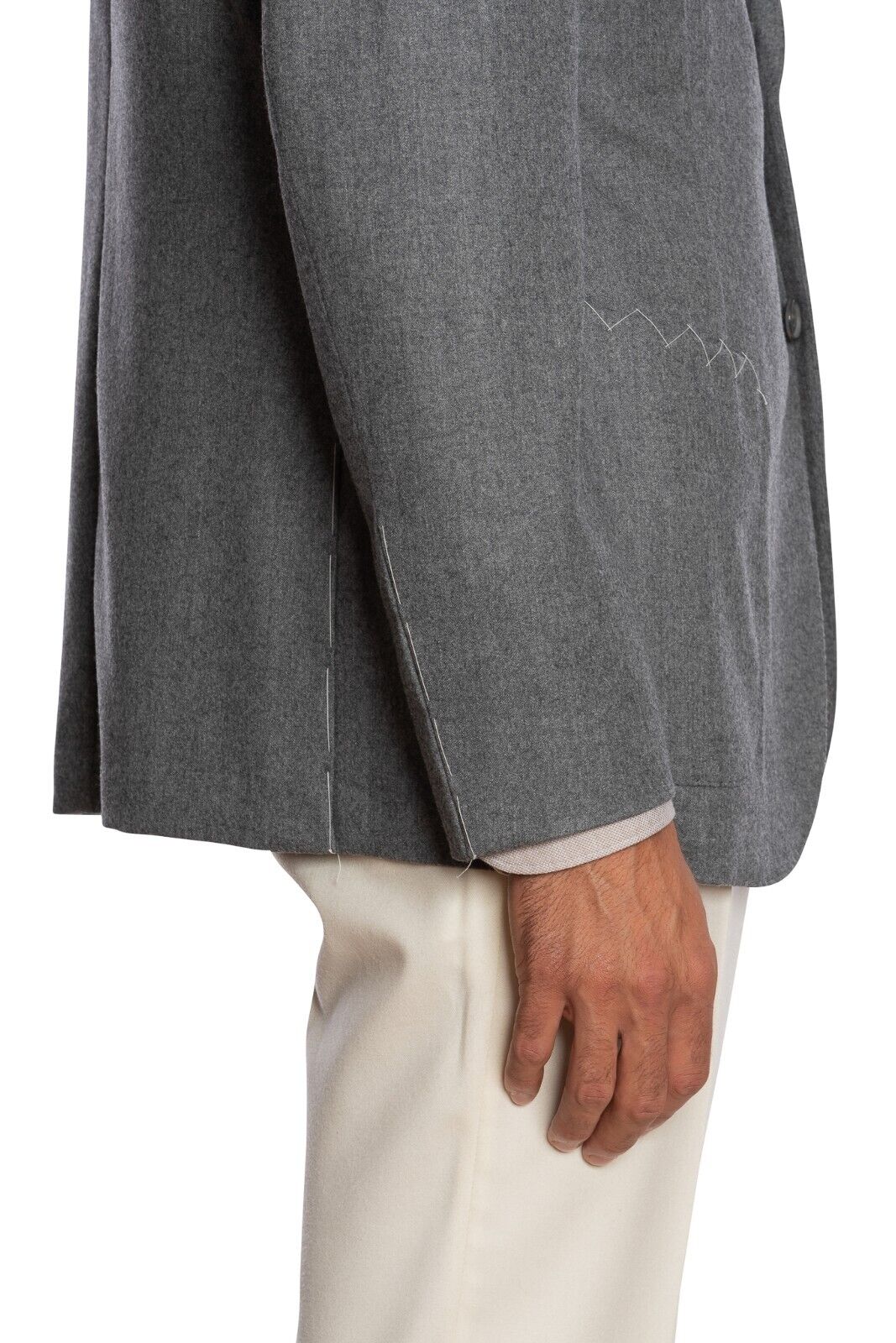 $2250 LUIGI BORRELLI Hand-Sewn Solid Gray Jacket Virgin Wool 42 US / 52 EU