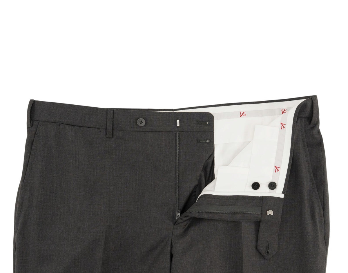 $6550 ISAIA NAPOLI "Capri" Charcoal Gray Suit Hand-Sewn Fine Wool Micro Checks