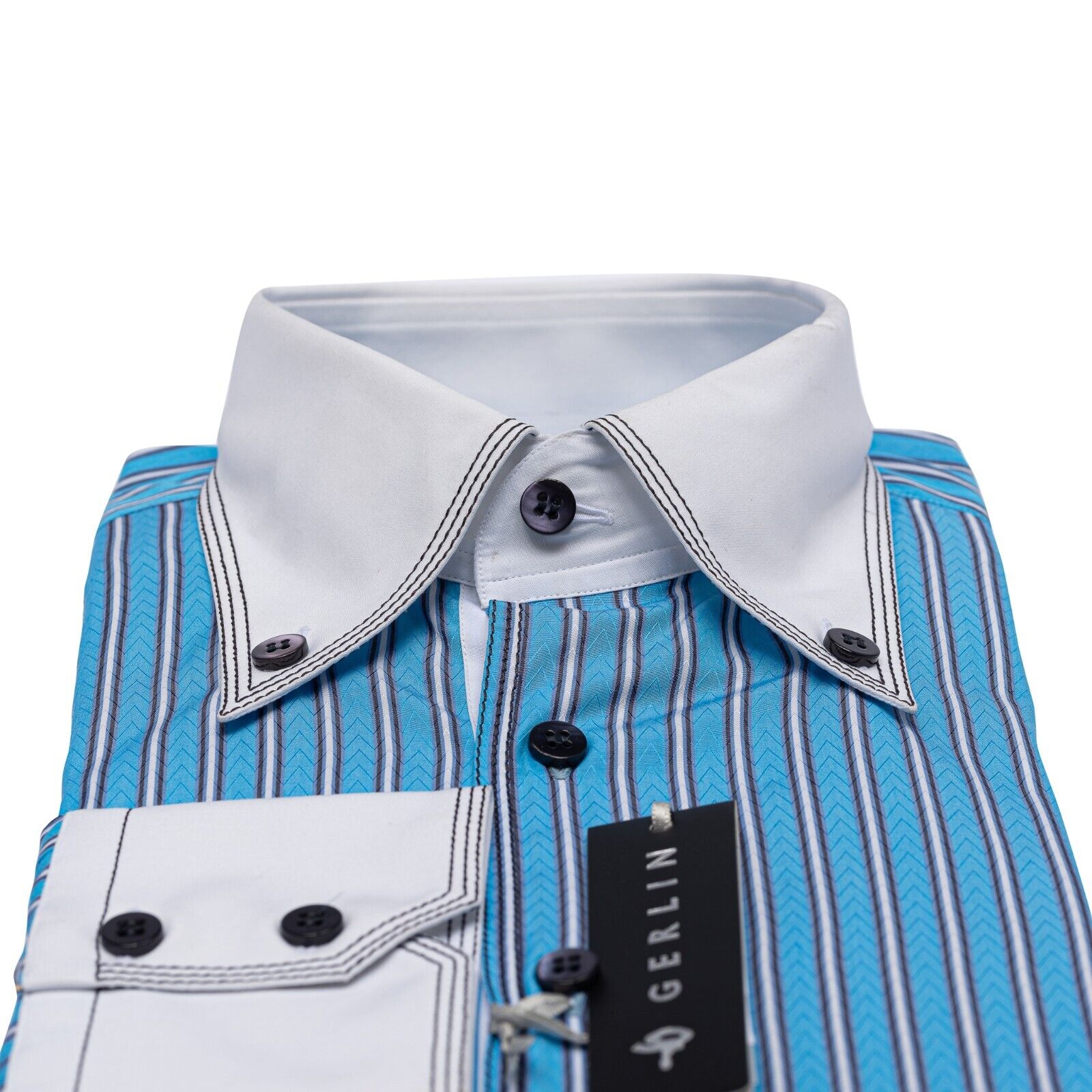 690$ LUXURY GERLIN Shirt Striped Point Jacquard Cotton 16 - 41 2R ZILLI
