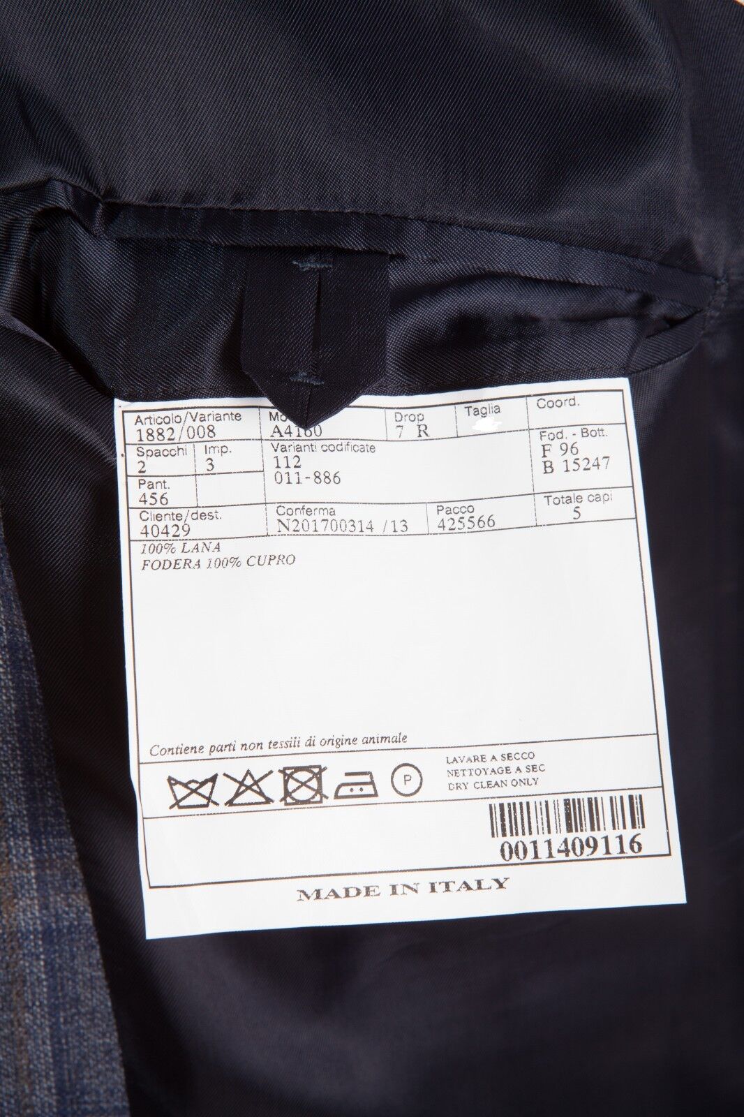 $2780 Belvest Wool Blue Check Suit 40 US / 50 EU Drop 7R Fall / Winter 2018