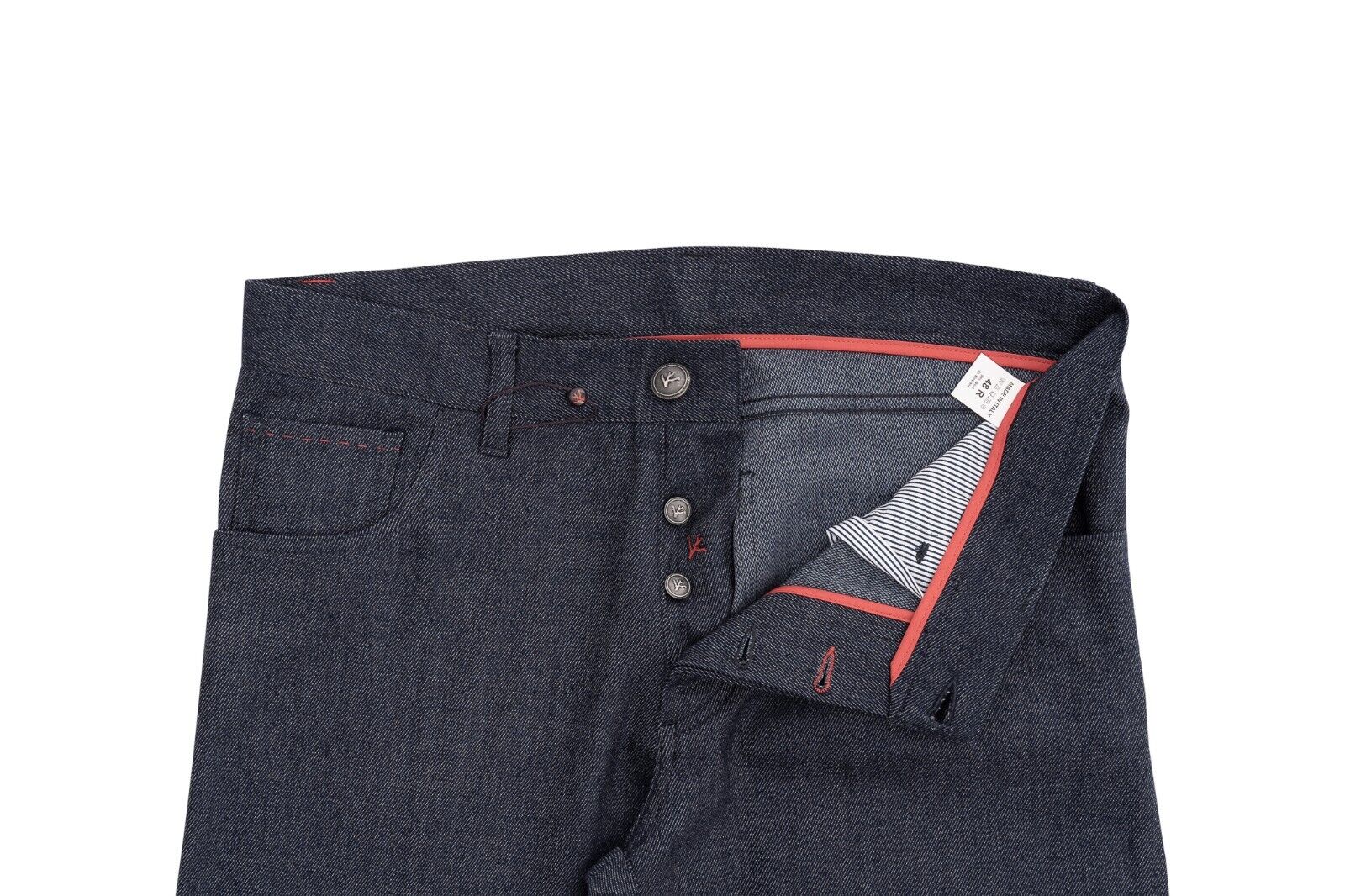 850$ ISAIA NAPOLI Blue 5 Pockets Trouser Pant Soft Wool 32 US / 48 EU