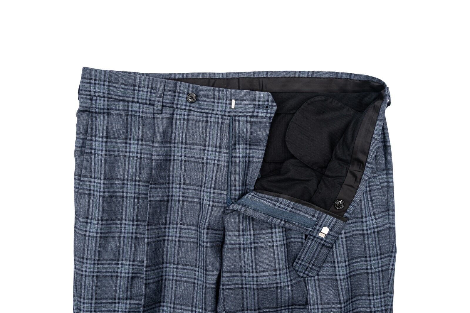 320$ BELVEST Blue Checks Dress Pant Fine Wool 32 US / 48 EU   Made in Italy