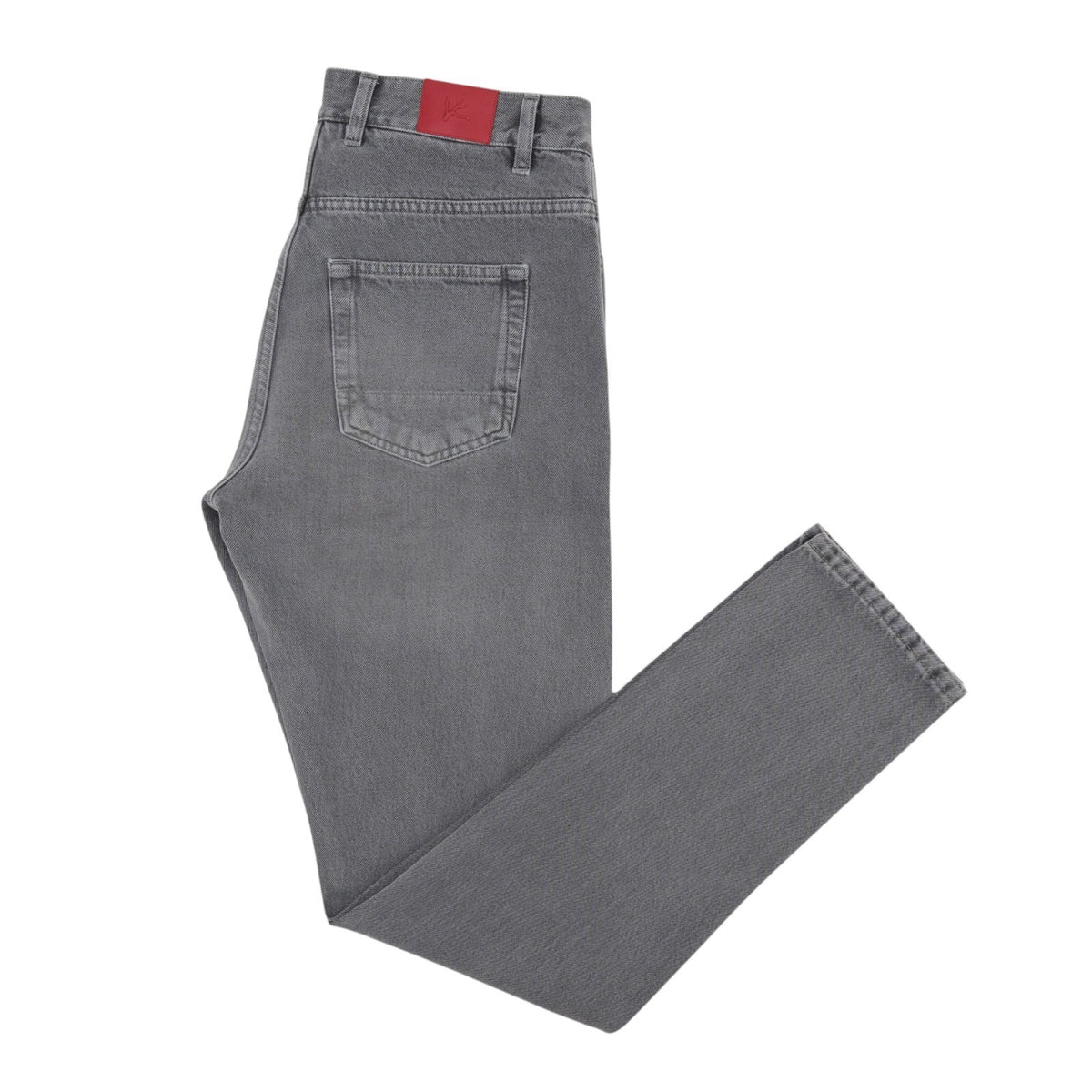 795$ ISAIA NAPOLI "Chiaia" Gray Denim Jeans Pant Cotton Regular - Leather Tag