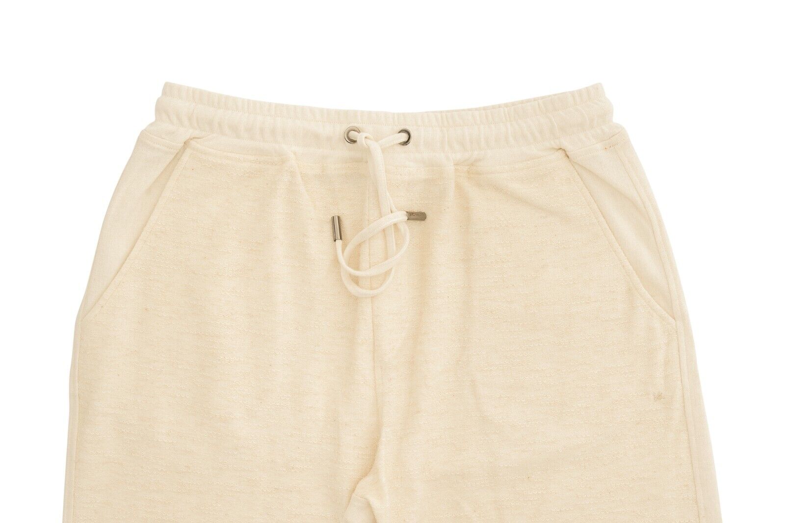 750$ ISAIA NAPOLI Ivory Drawstring Short Pant Cotton / Linen / Hemp Size XL