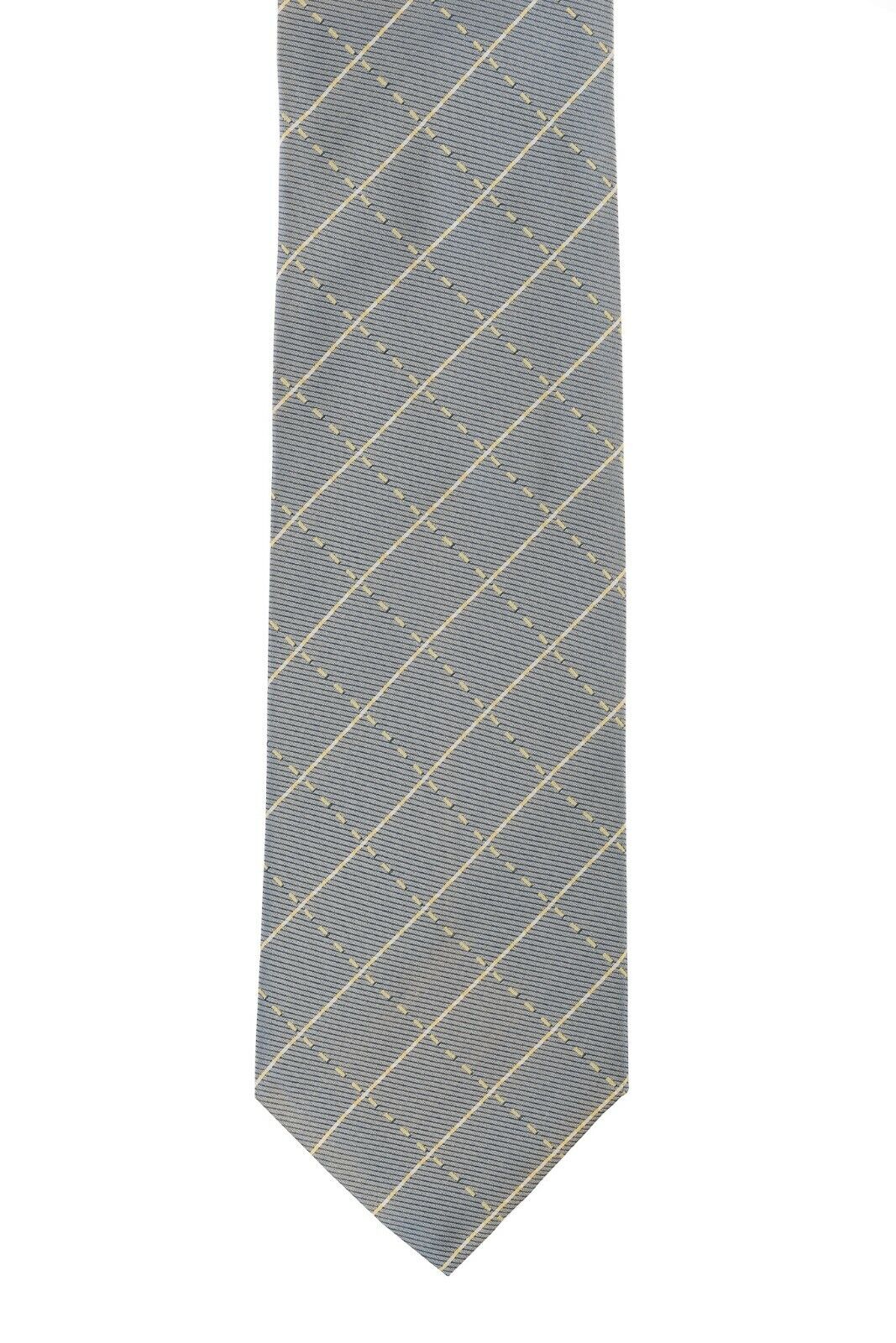 $179 D'AVENZA Tie 7 Folds Silk Grey Geometric Hand-Sewn in Italy / 62.59 inch