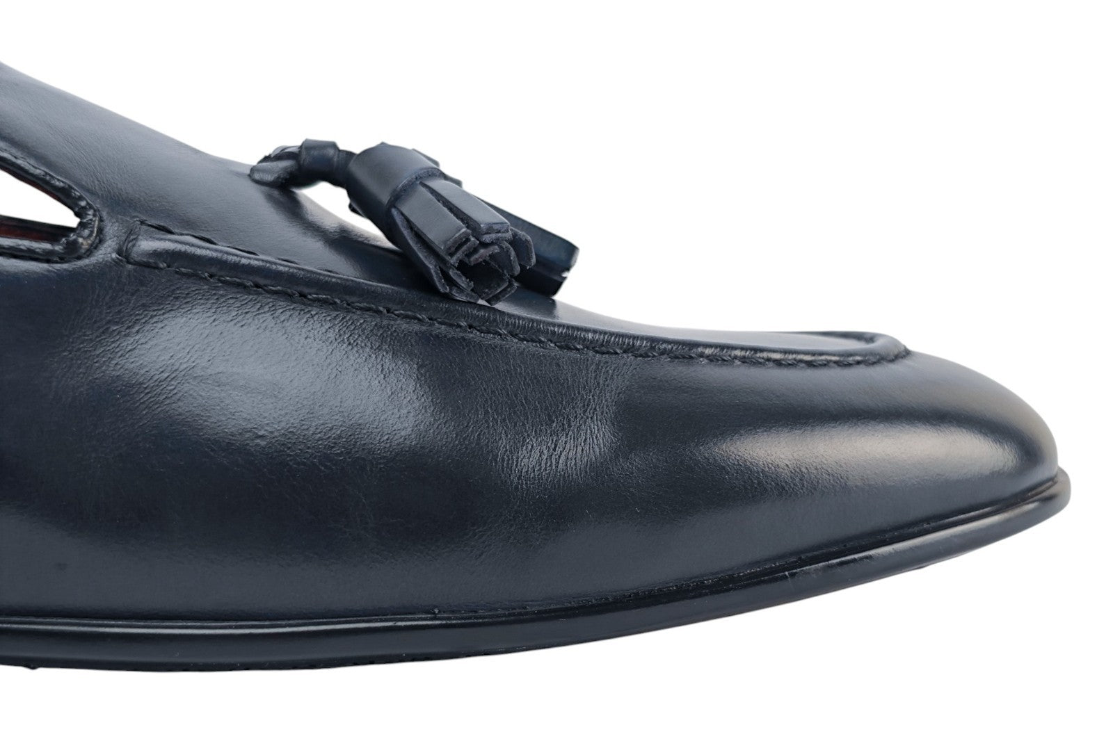 1200$ TESTONI Blue Tassel Loafer Shoes Burnished Calf 8 UK / 9 US / 42 IT
