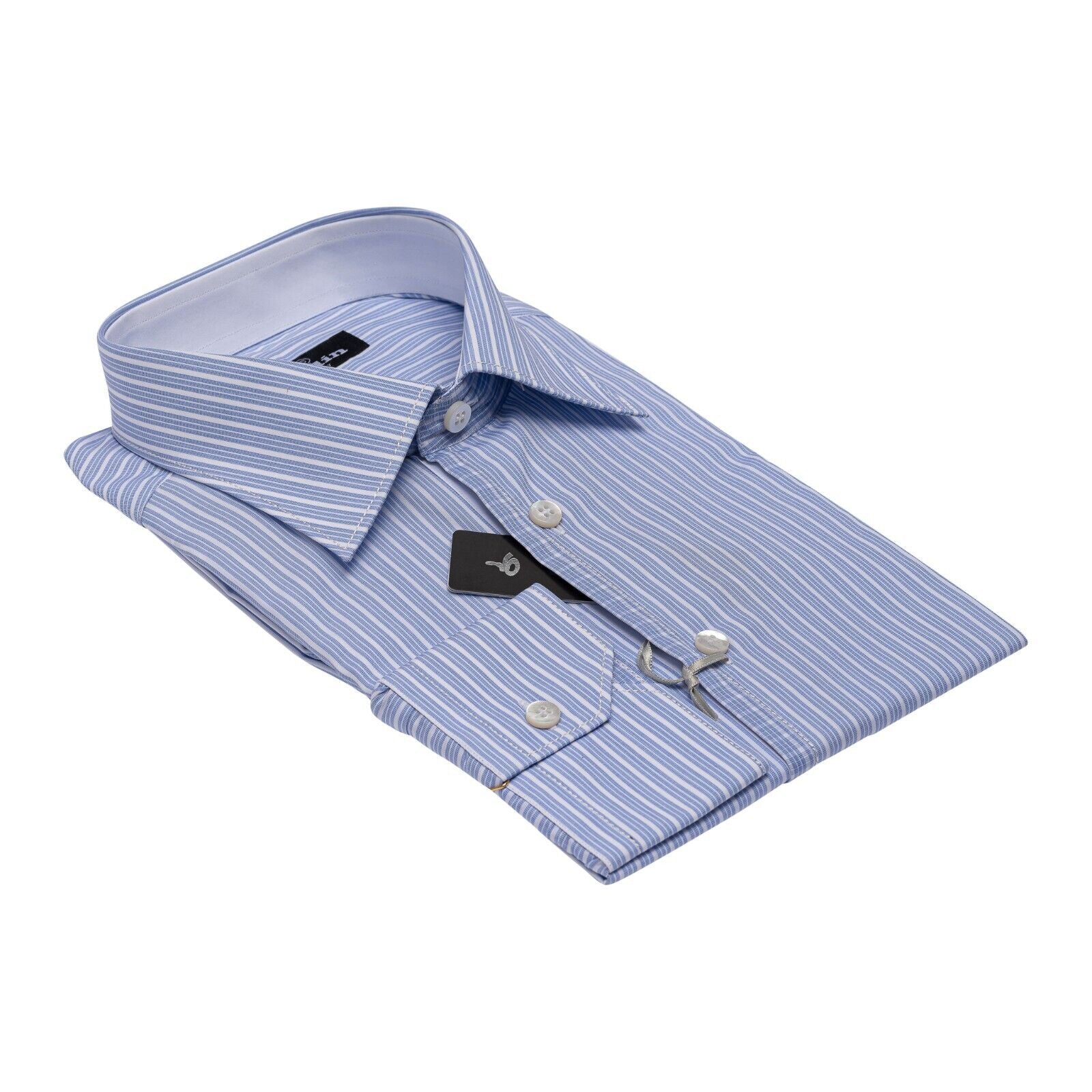 690$ LUXURY GERLIN Shirt Striped Blue T.Mason Cotton 16 - 41 3I ZILLI
