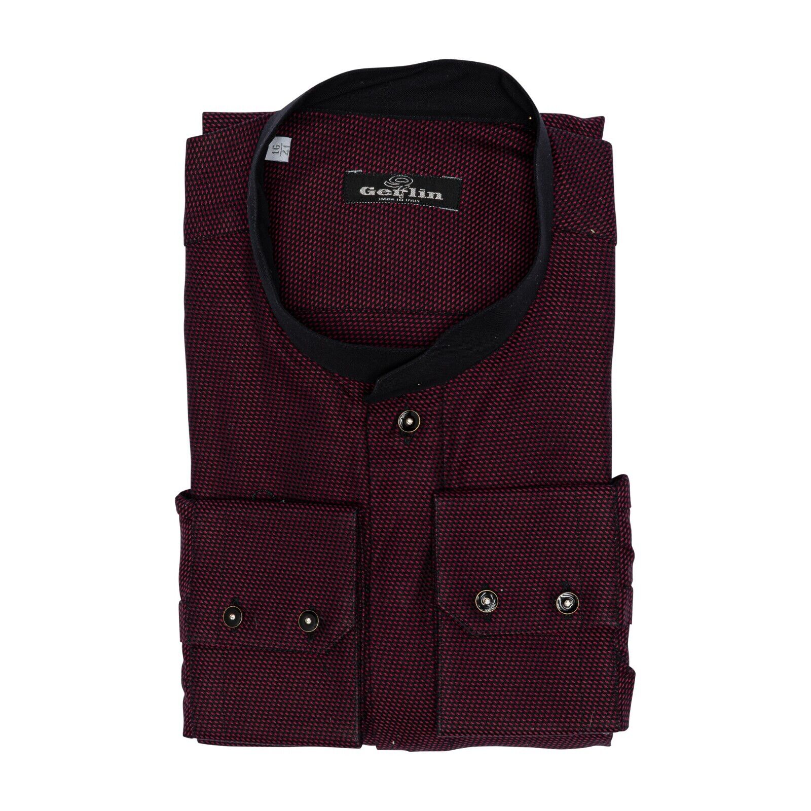 690$ LUXURY GERLIN Shirt Korean Burgundy Twill Cotton 16 - 41 2M BIJAN
