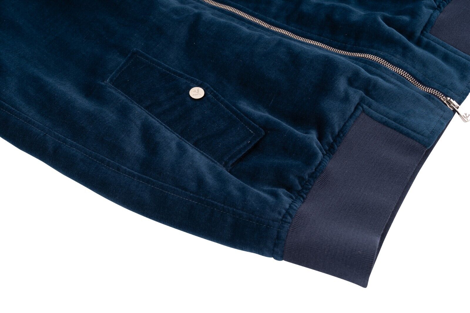 $3800 ISAIA NAPOLI Blue Bomber Jacket Velvet Cotton / Linen 40 US / 50 EU Slim
