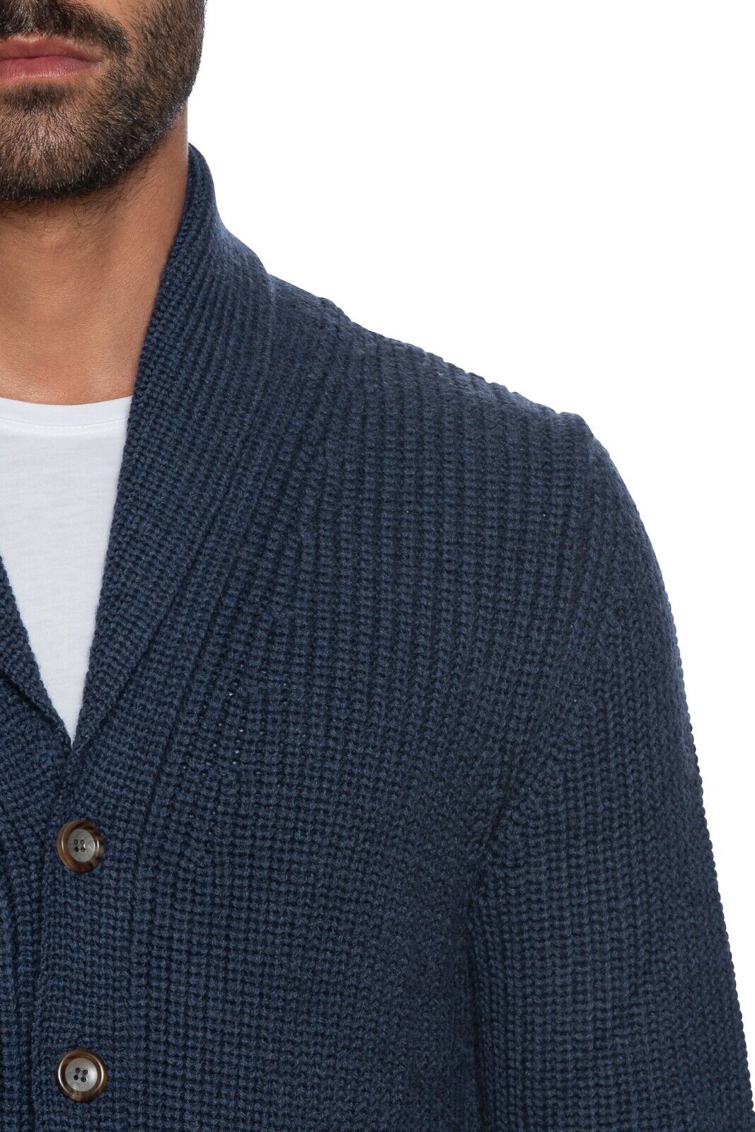 800$ DELLA CIANA CASHMERE Thick Sweater Cardigan Wool Merinos Blue 40 US / 50 EU