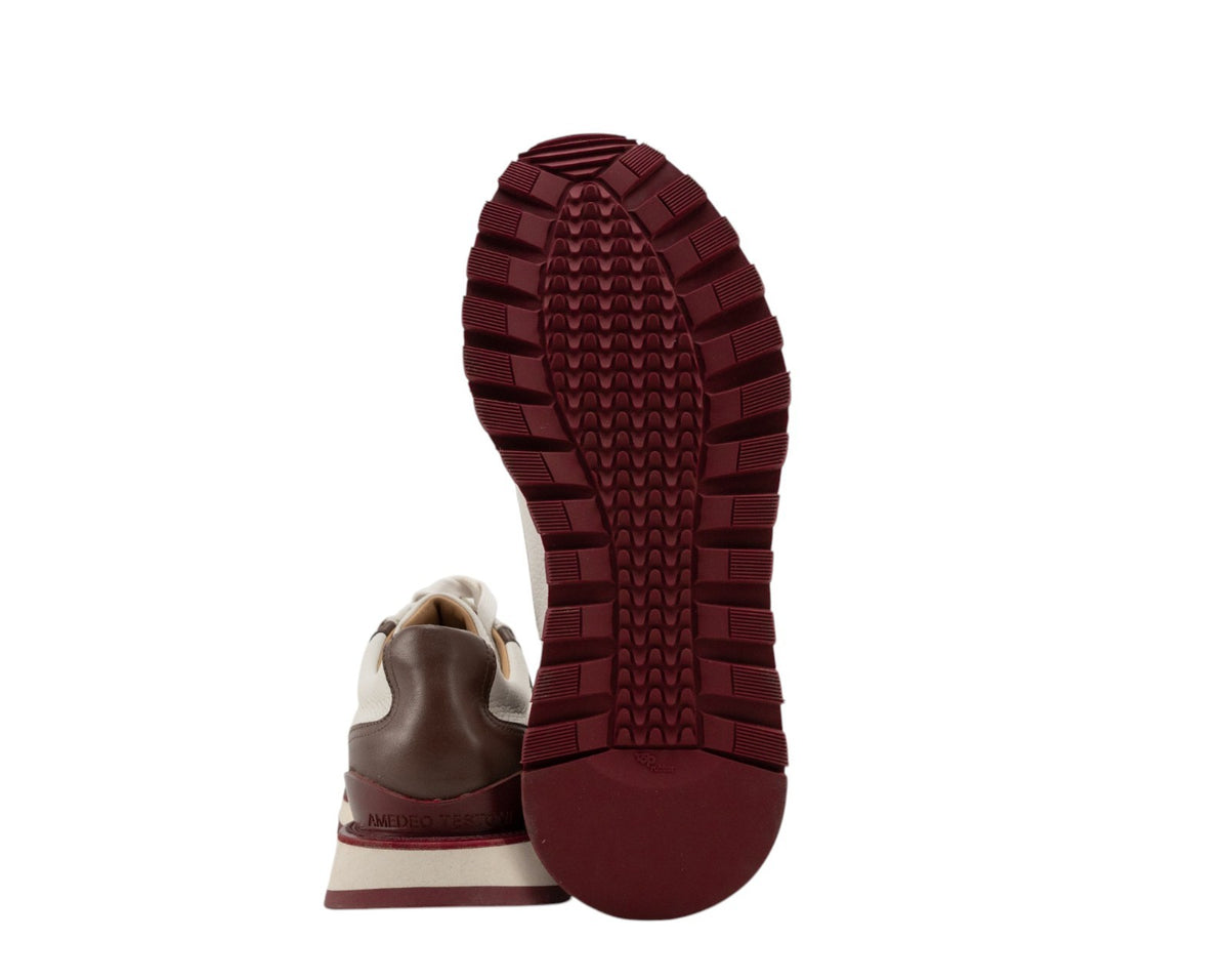 1200$ TESTONI "Piuma" Moena Sneaker Shoes Deer Calf Brown 8 UK / 9 US / 42 IT