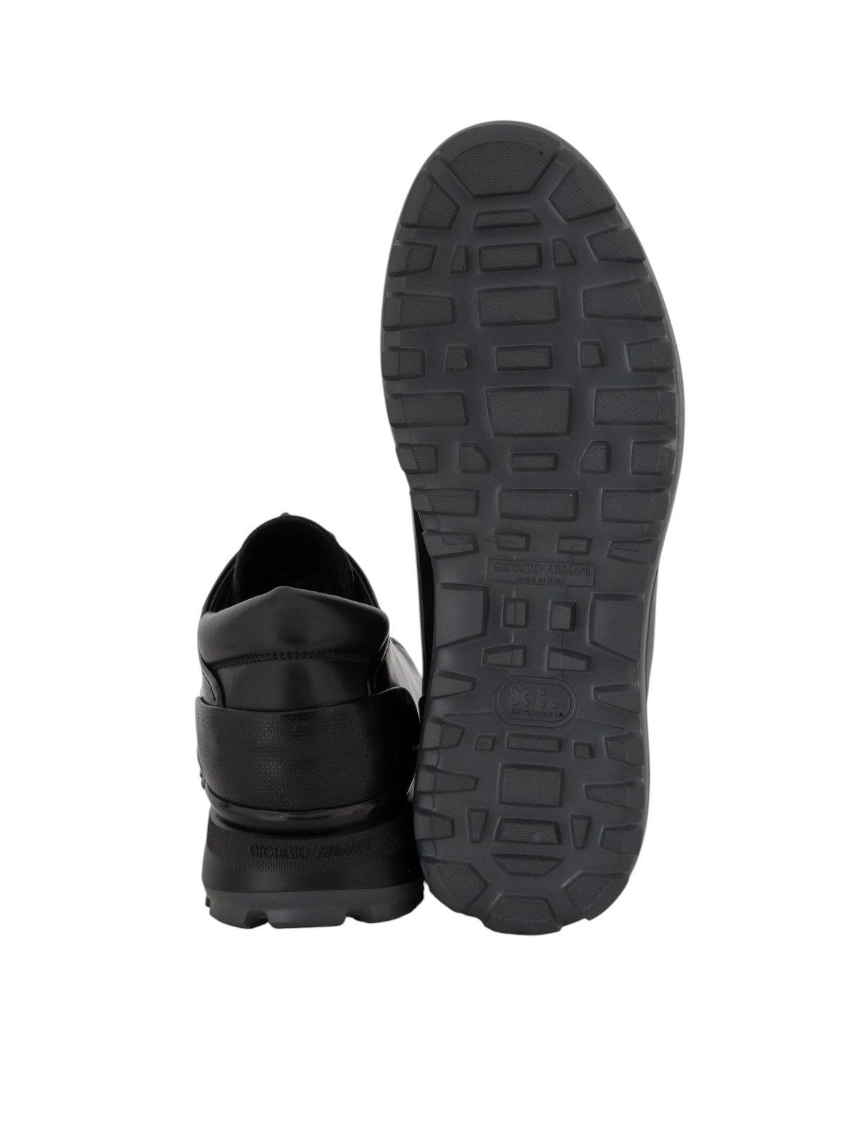1120$ GIORGIO ARMANI Derby Shoes Black Lug Sole Tech + Leather 5 UK / 6 US/39 IT