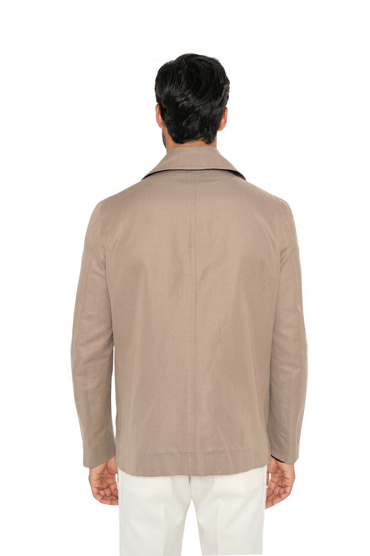$3800 ISAIA NAPOLI Beige Handmade Caban Peacoat Coat Cotton / Linen 38 US 48 EU