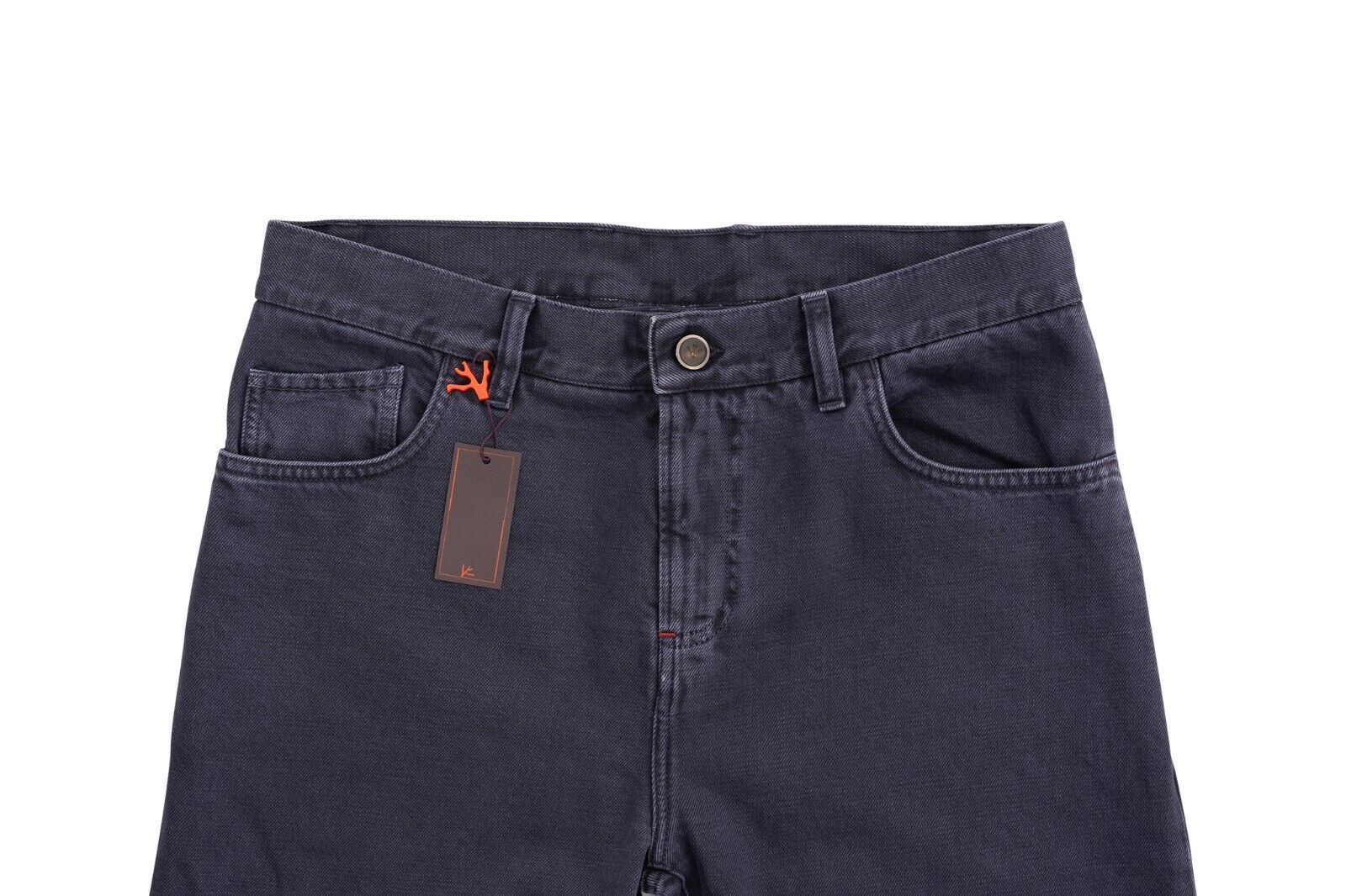 690$ ISAIA "Barchetta Denim" 5 Pockets Trouser Pant Drill Dyed Cotton Blue