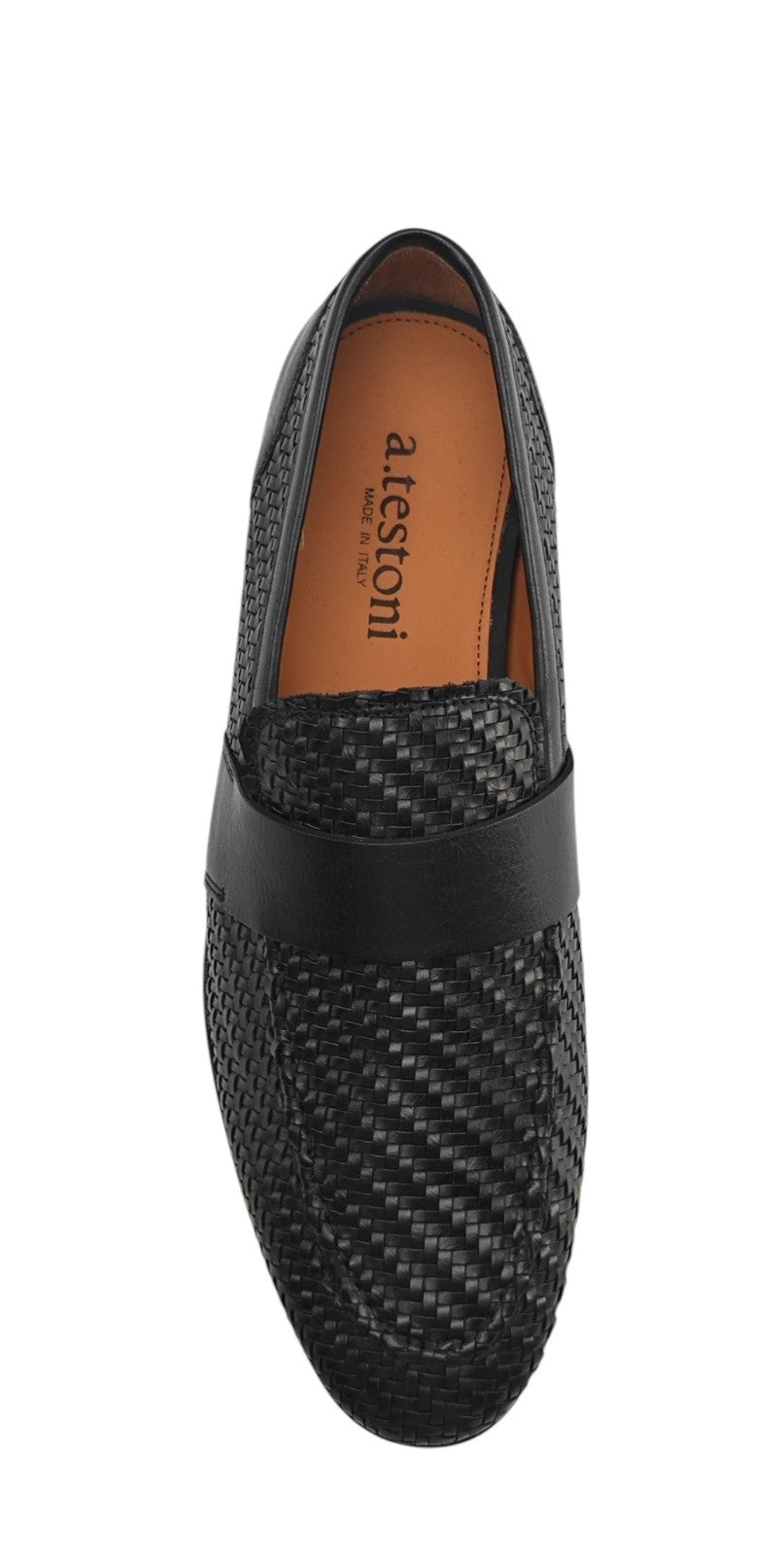 1300$ TESTONI BOLOGNA Loafer Shoes Woven Calf Black 8 UK / 9 US / 42 IT
