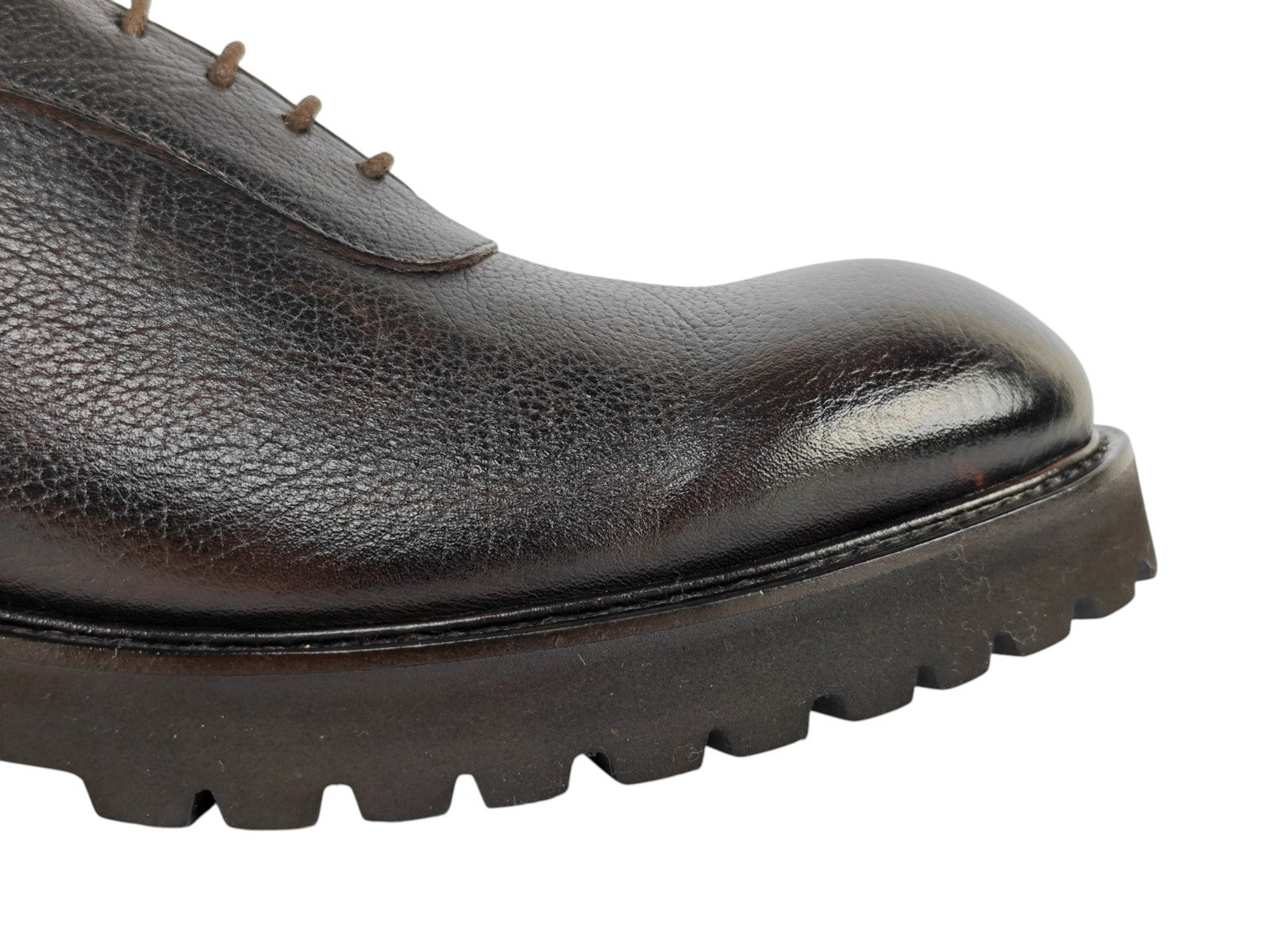 950$ TESTONI "Custoza" Oxford Shoes Buffalo Printed Calf Cigar 8 UK 9 US 42 IT