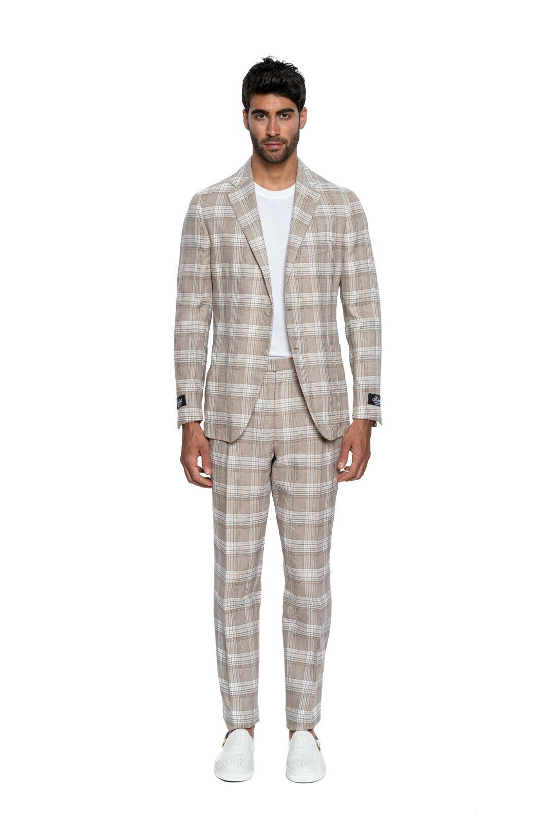 $2750 Belvest Light Brown Suit Linen Cotton 40 US / 50 EU 7R JACKETINTHEBOX