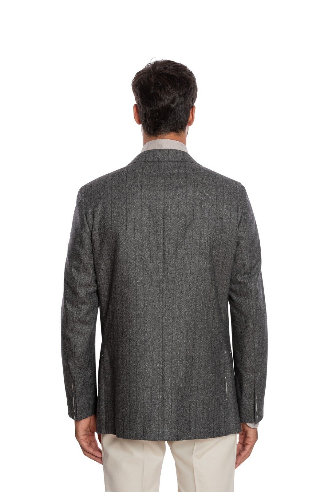 $2050 LUIGI BORRELLI "MILANO" Hand-sewn Gray Jacket Virgin Wool 42 US / 52 EU