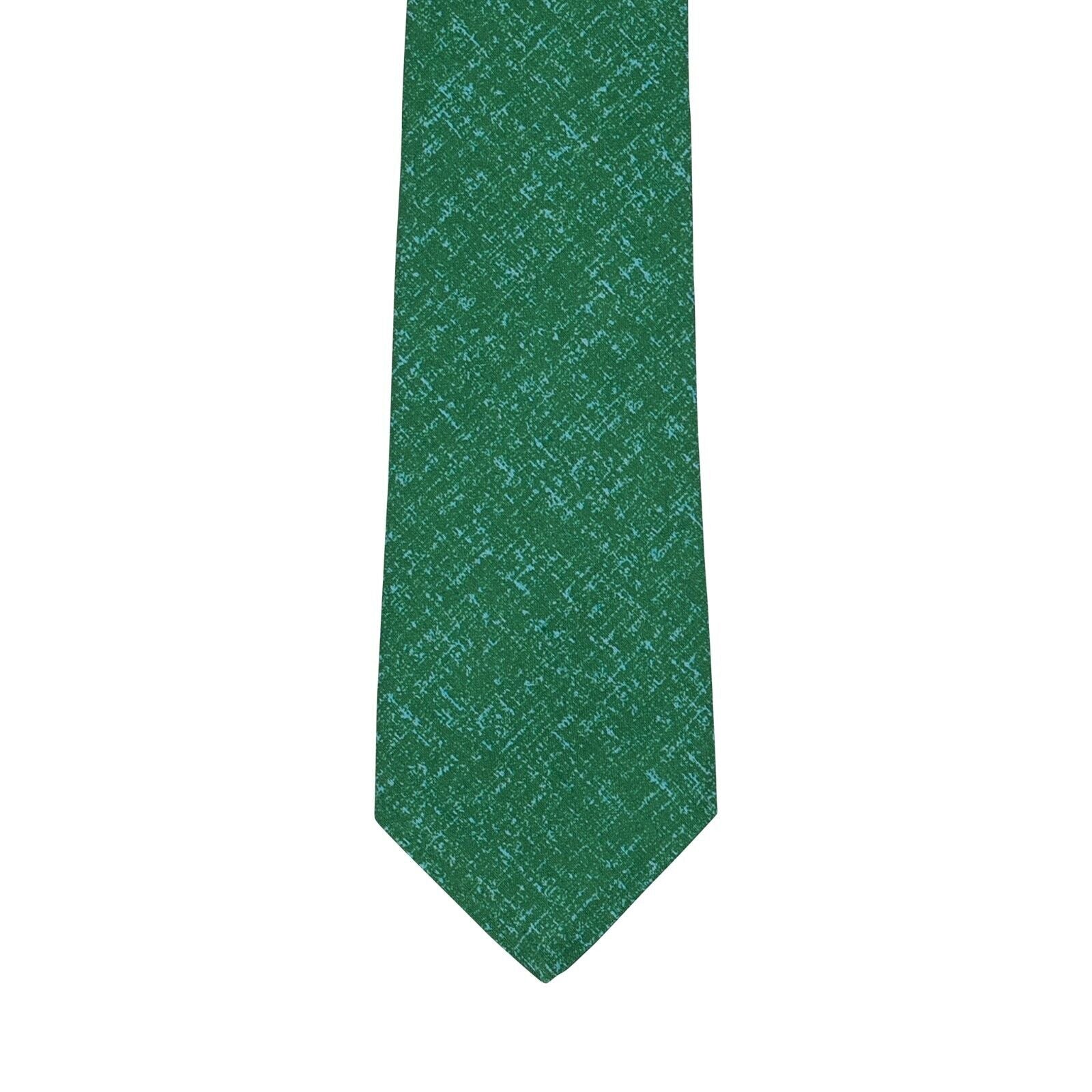 $330 KITON NAPOLI 7 - Fold Tie Scratch Green Rolex Silk / Linen 148cm 8.5cm