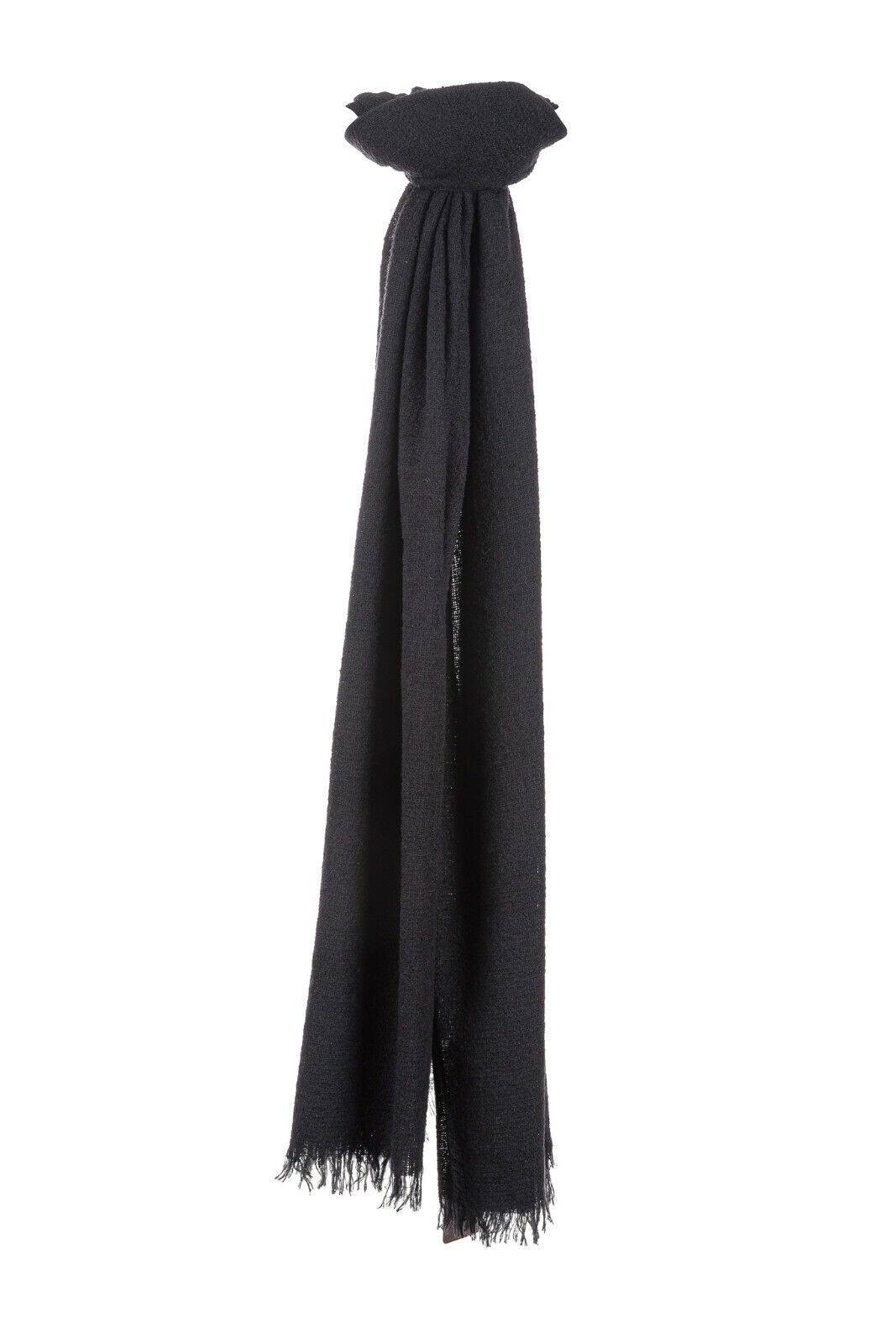 ALTEA MILANO Casual Chic Stole Scarf Perforated Wool Black Made in Italy