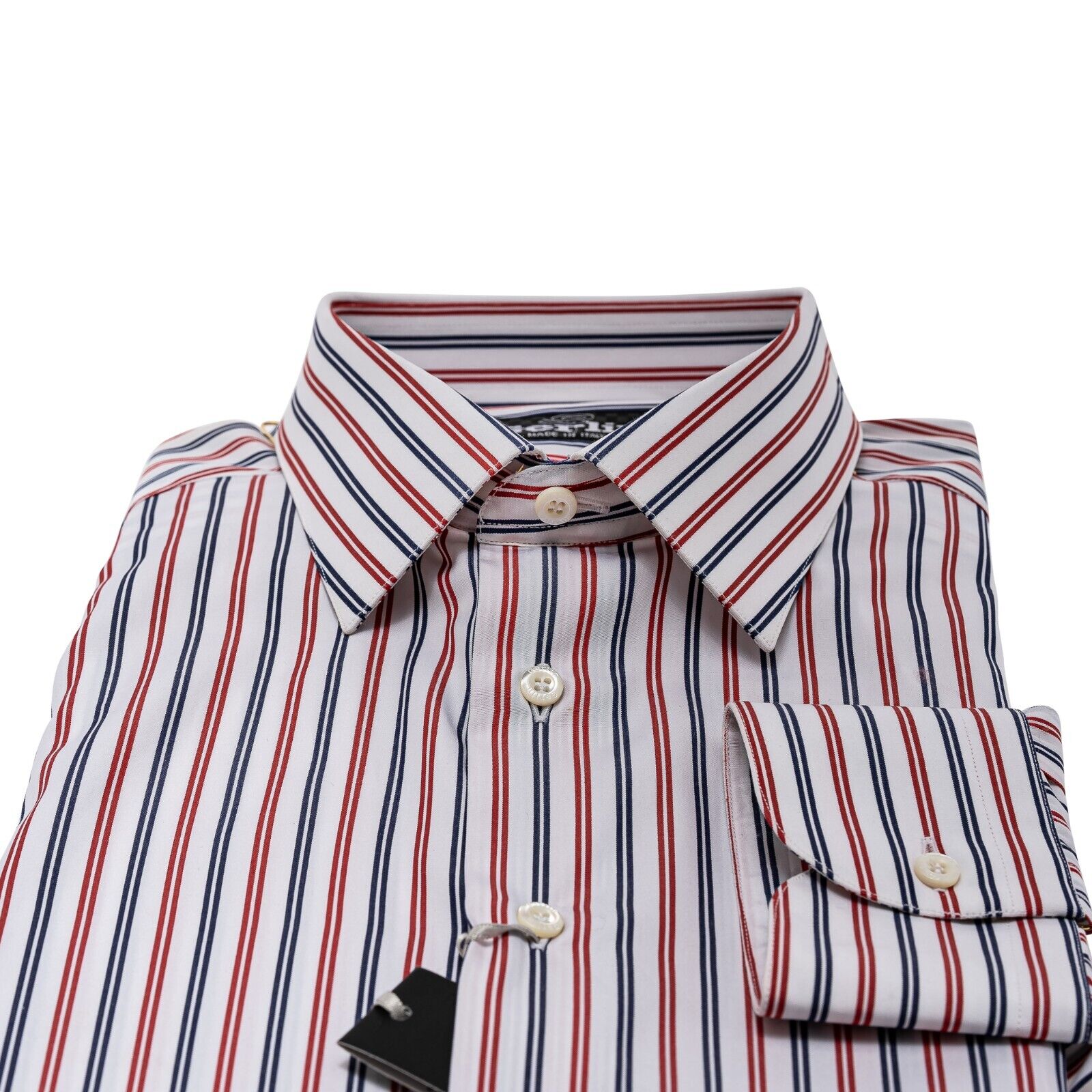 690$ LUXURY GERLIN Shirt Striped White / Red Cotton 16 - 41 5M BIJAN