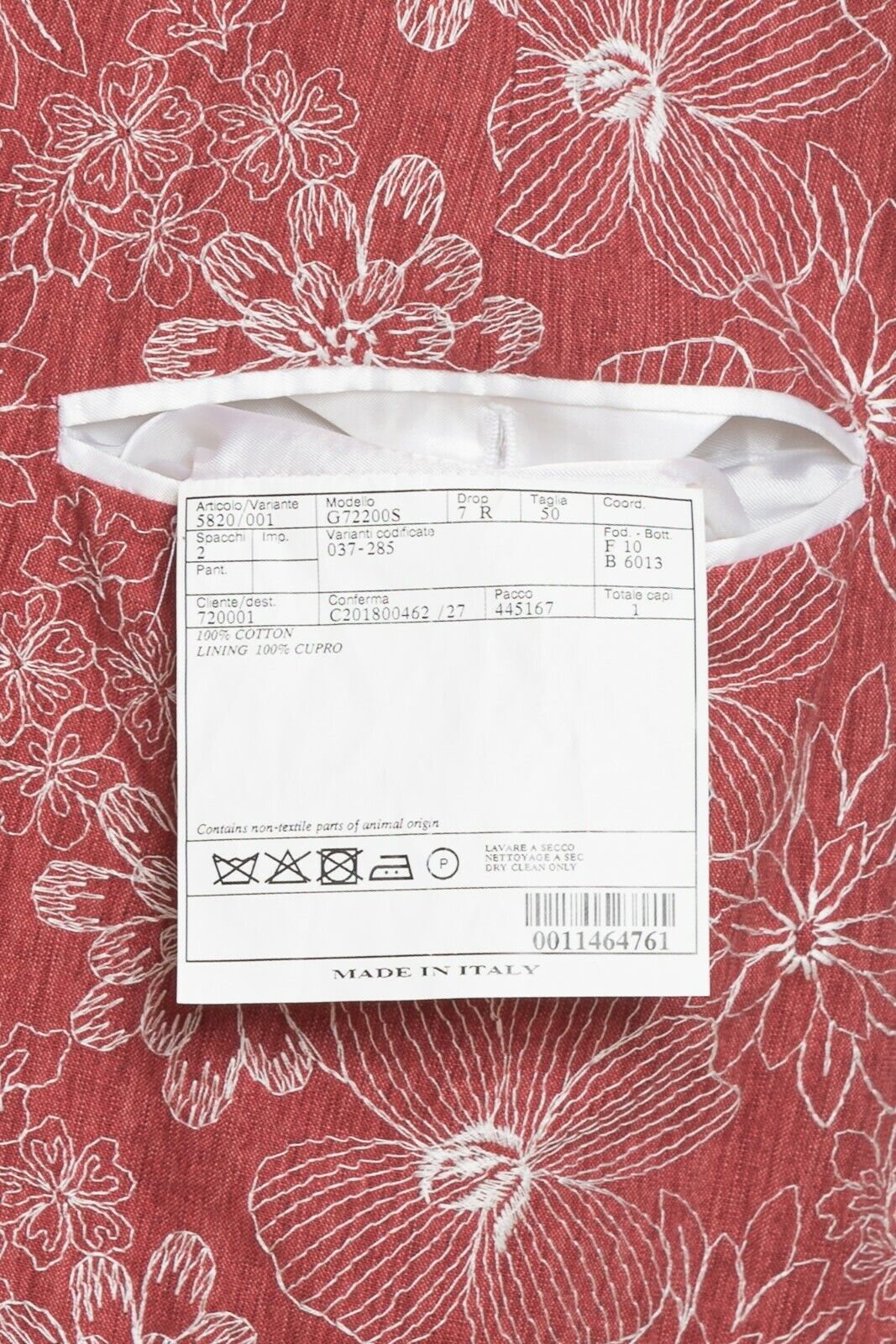 2450$ BELVEST Red-White Cotton Flowers Jacket Blazer Work of Art 40 US 50 EU 7R