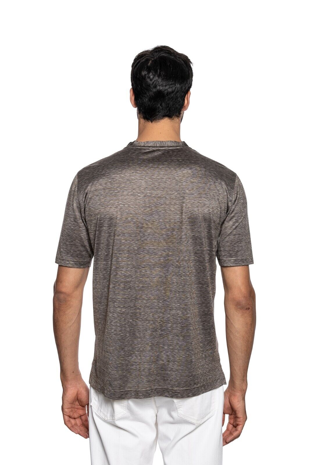 750$ ITALO FERRETTI T-Shirt Gray + Sand "SAHARA" 100% Silk COMO Size L ZILLI