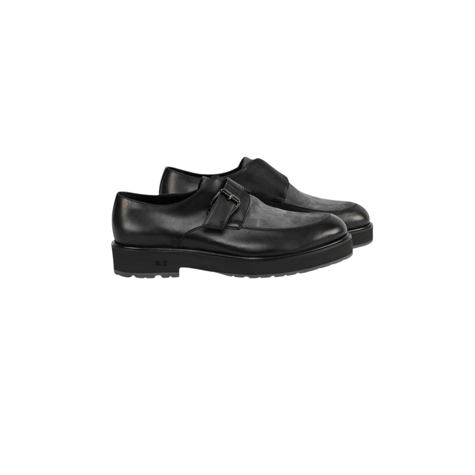 1200$ TESTONI Monk Shoes Buckle Black Lux Calf + Suede 10 UK / 11 US / 44 IT
