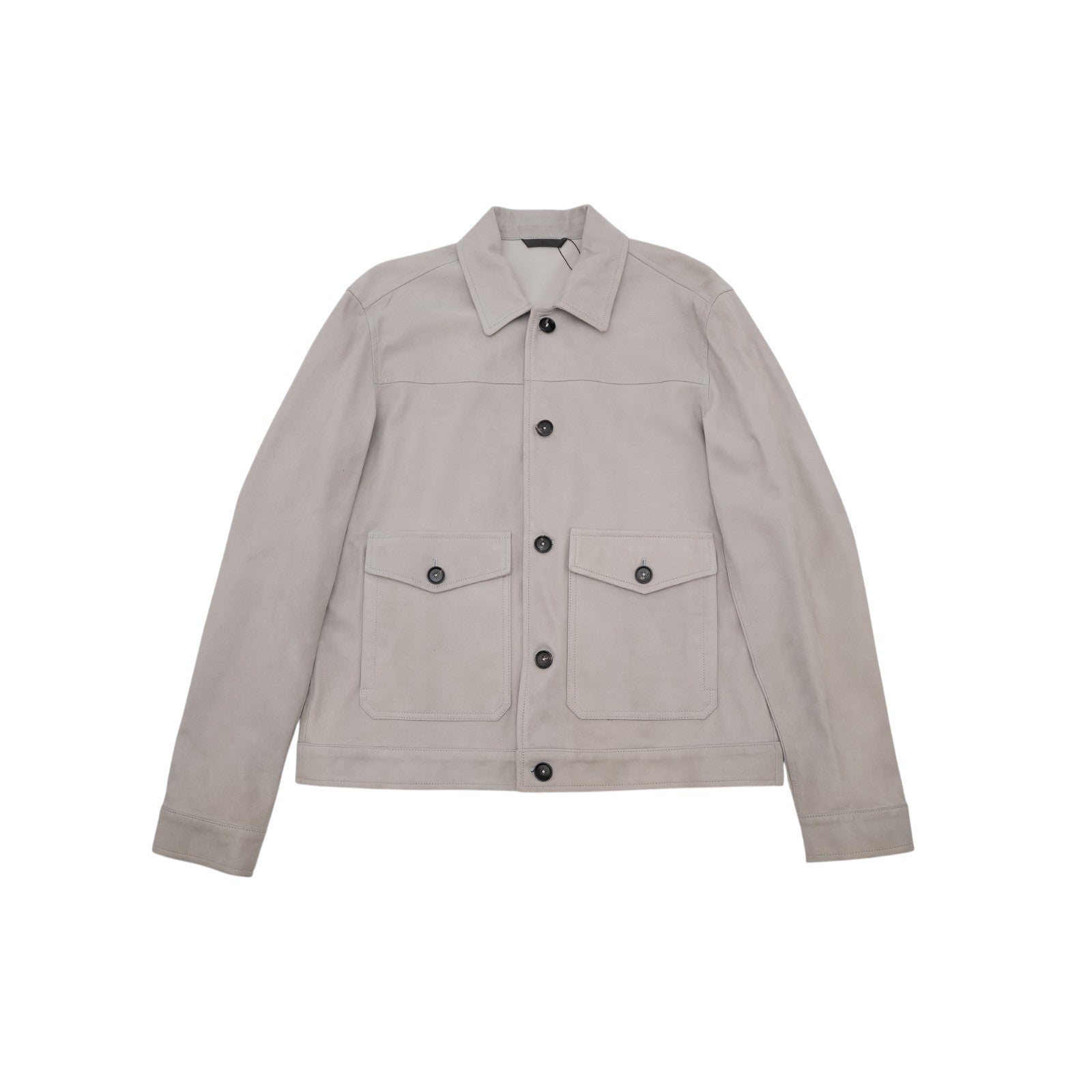 5650$ ISAIA NAPOLI Gray Jacket 100% Suede Lambskin Leather 40 US / 50 EU