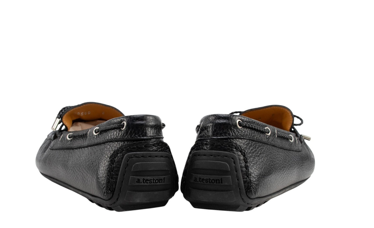1200$ TESTONI Driver Loafer Shoes YorkCalf Black 8 UK / 9 US / 42 IT