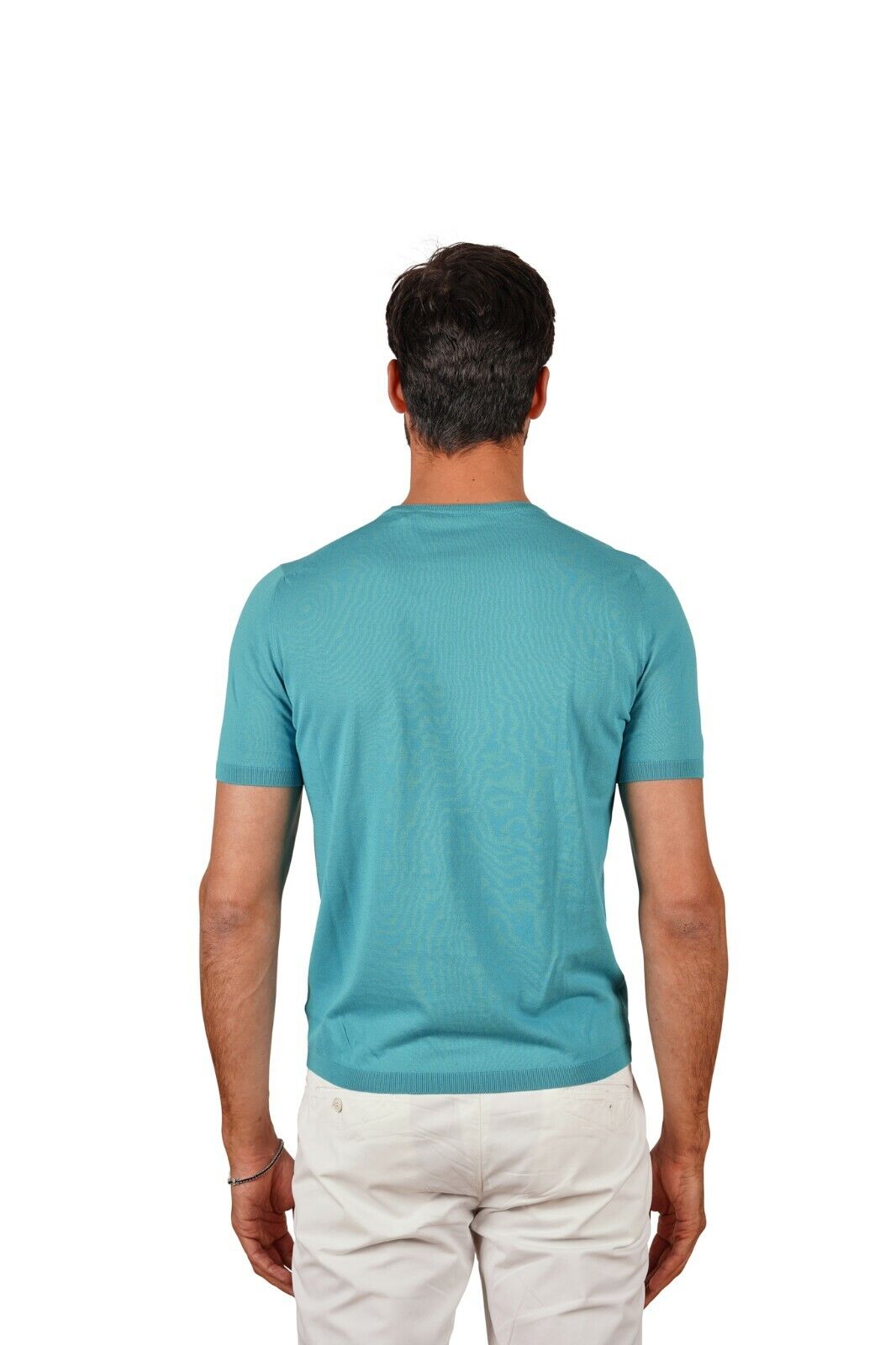 220$ Italian Luxury GRAN SASSO Knit T-Shirt Sweater " Fresh Cotton " Turquoise
