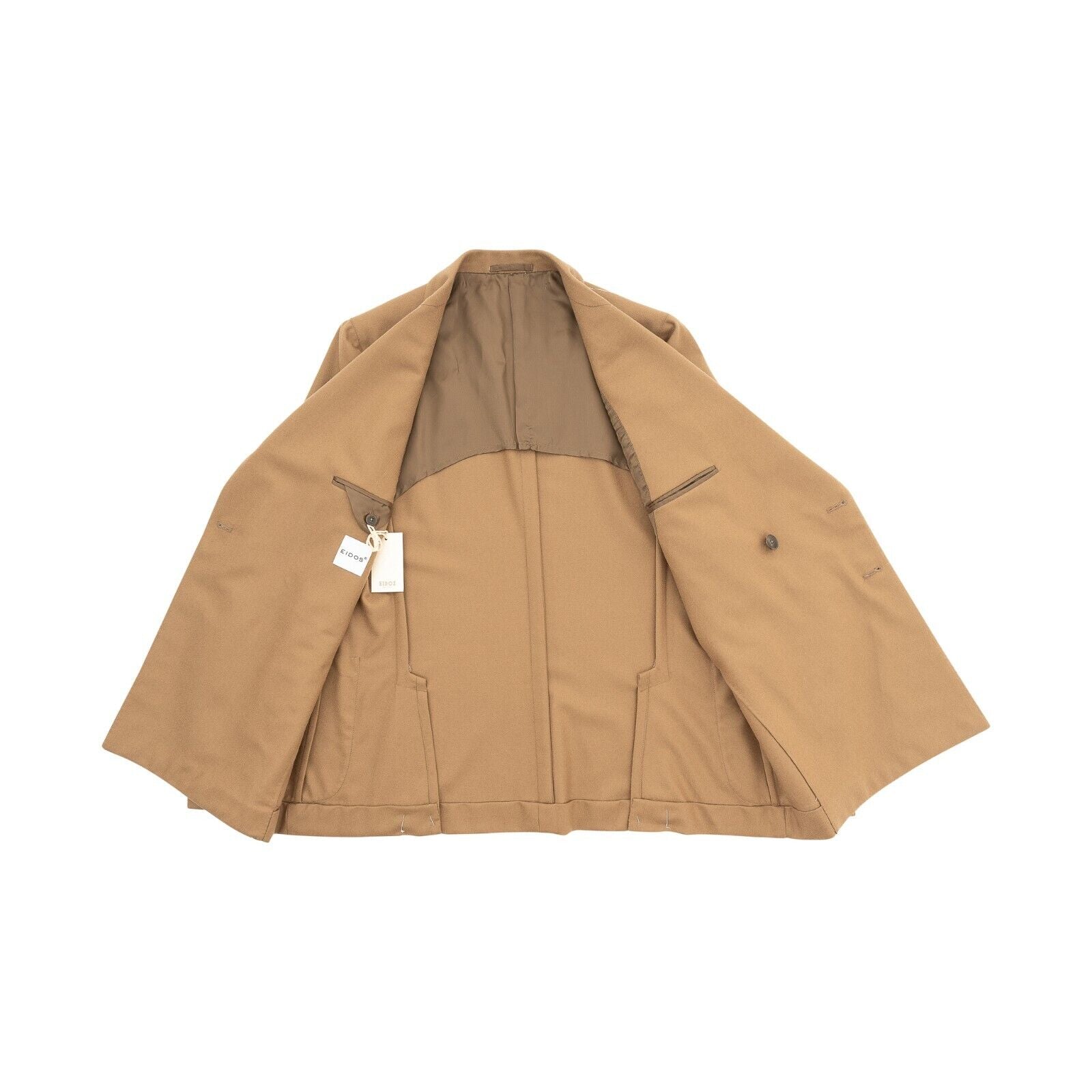 $1500 EIDOS by ISAIA NAPOLI Camel Double Breasted Jacket Sport Coat Wool Twill