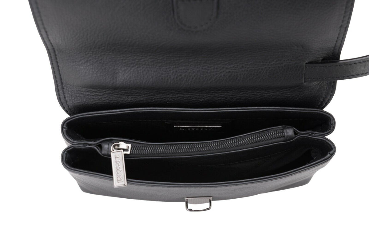 $390 Testoni Bologna Black Easy Calf Hand Clutch Bag Padlock with Keys
