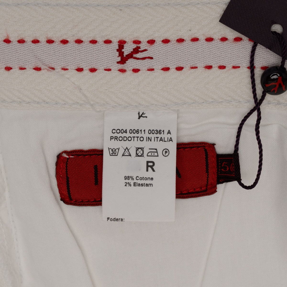 695$ ISAIA NAPOLI White 5 Pockets Jeans Denim Pant Cotton Slim Fit