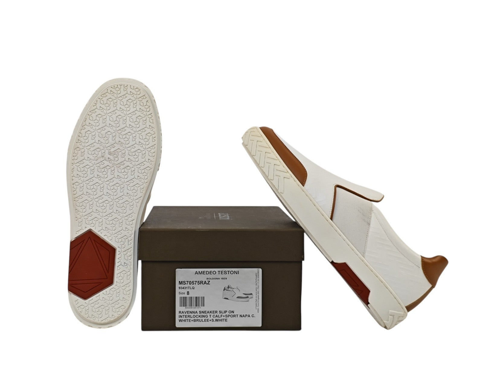 1100$ TESTONI "Ravenna" SlipOn Sneaker Interlocking Calf 8 UK / 9 US / 42 IT